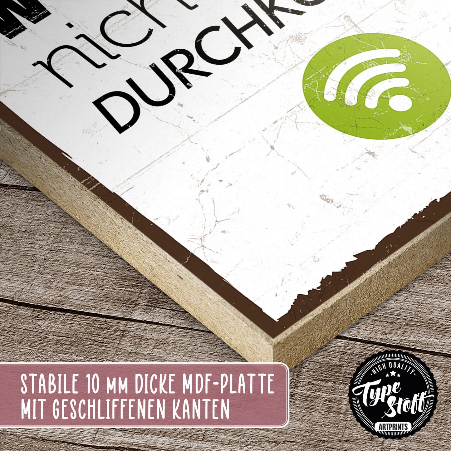 Holzschild mit Spruch - Aufräumen WLAN Ordnung – HS-GH-00001
