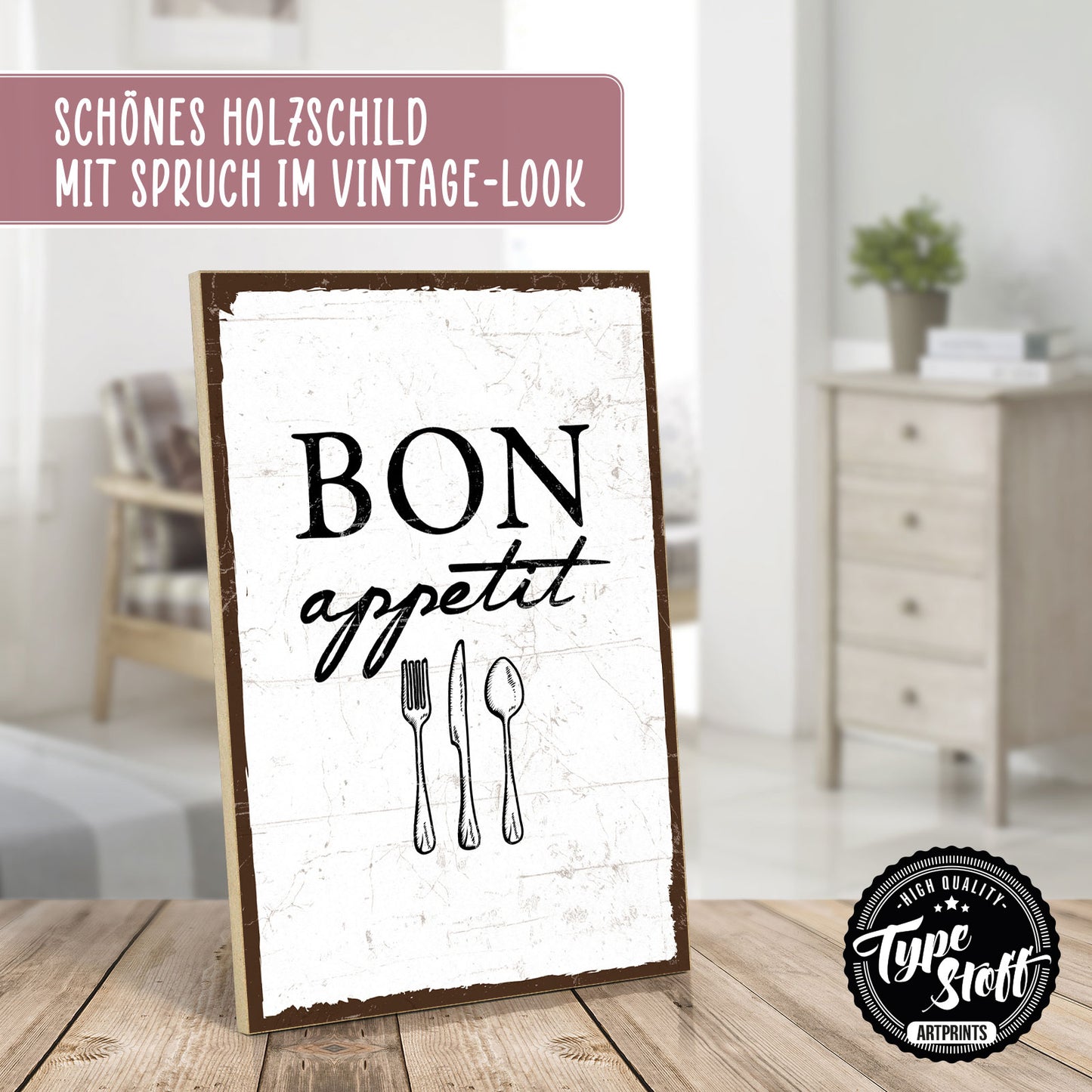 Holzschild mit Spruch - Bon Appetit - Guten Appetit – HS-GH-00124