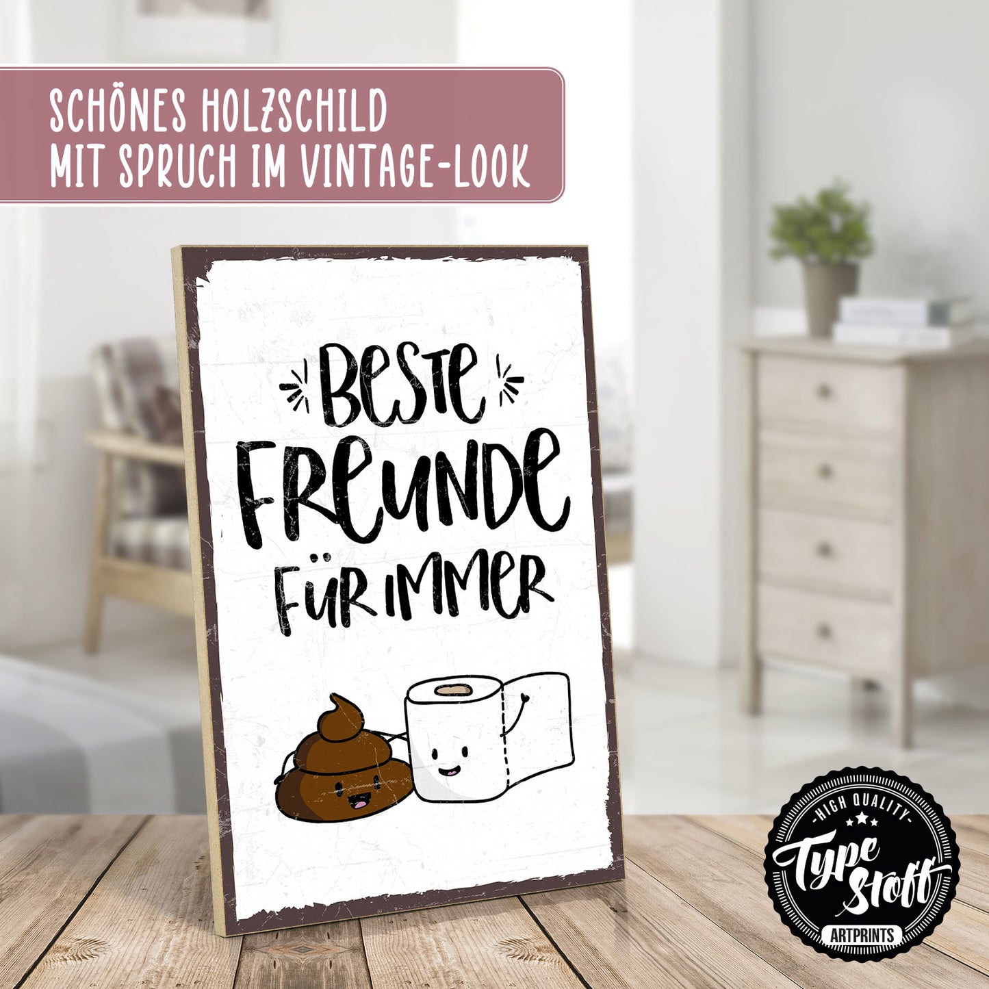 Holzschild mit Spruch - Beste Freunde für immer – HS-GH-00139