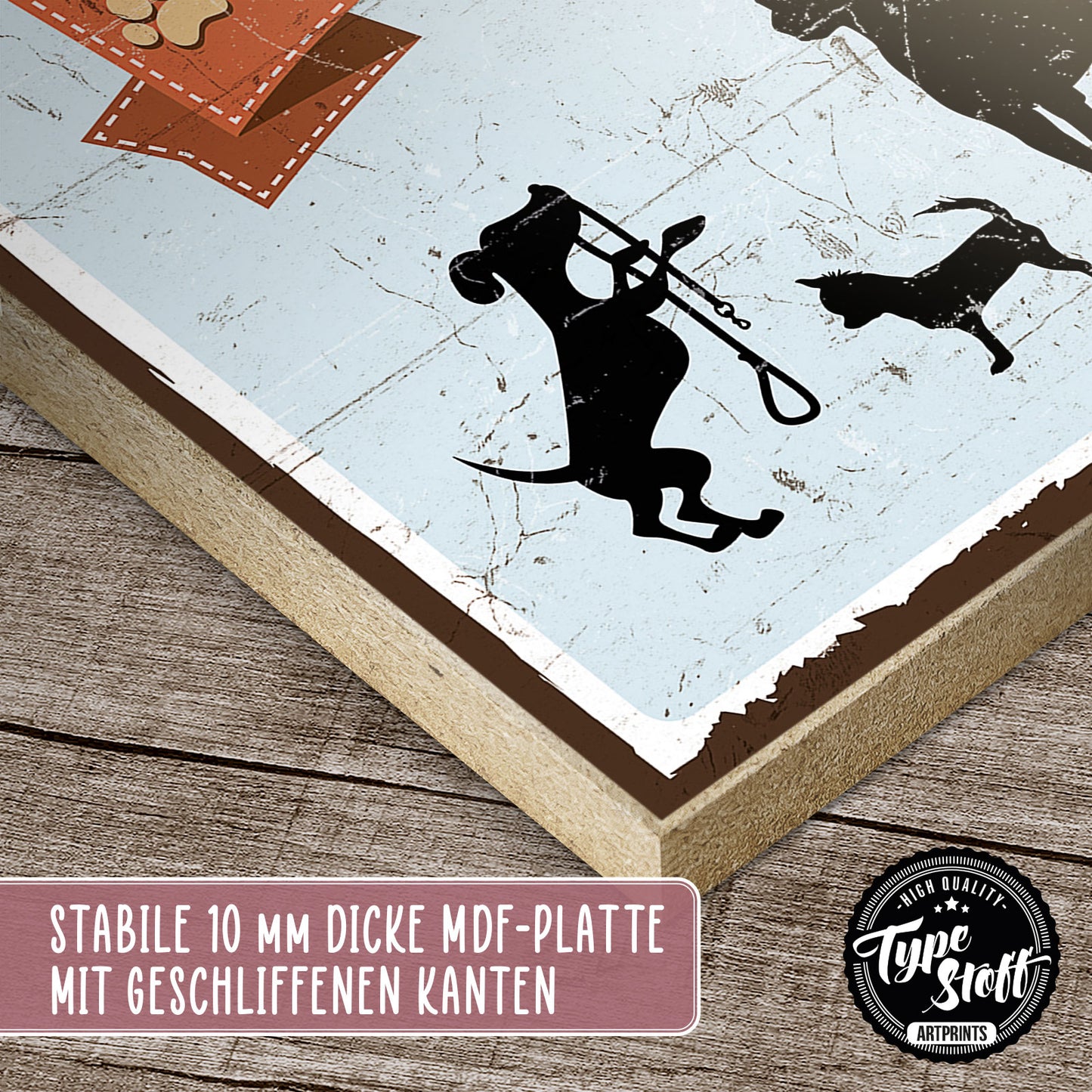 Holzschild mit Spruch - Hund - Mir reichts - Ich geh Gassi – HS-GH-00162