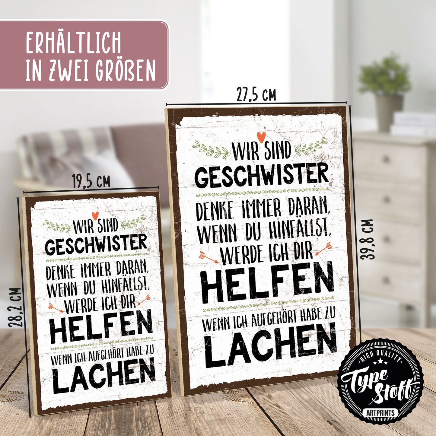Holzschild mit Spruch - Wir sind Geschwister – GH/XH -00172