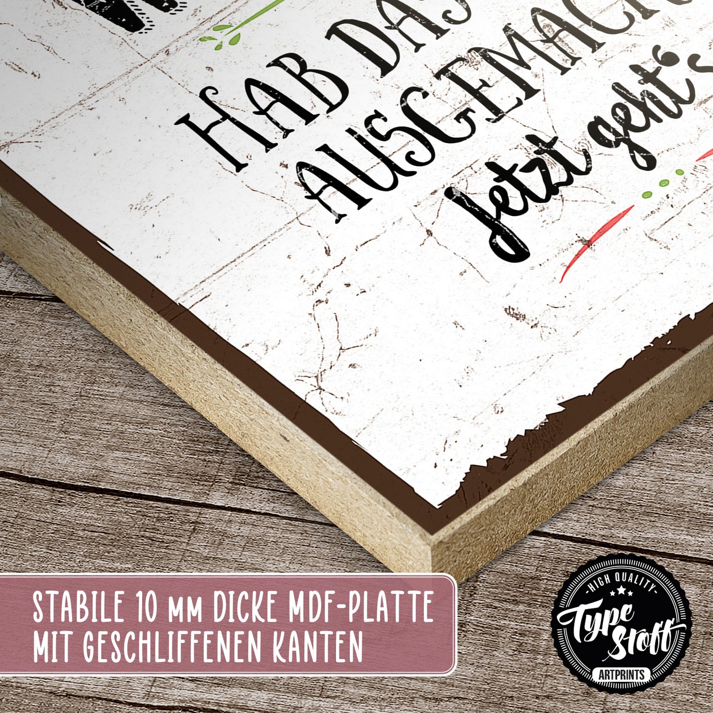 Holzschild mit Spruch - Küche - Licht aus – HS-GH-00178