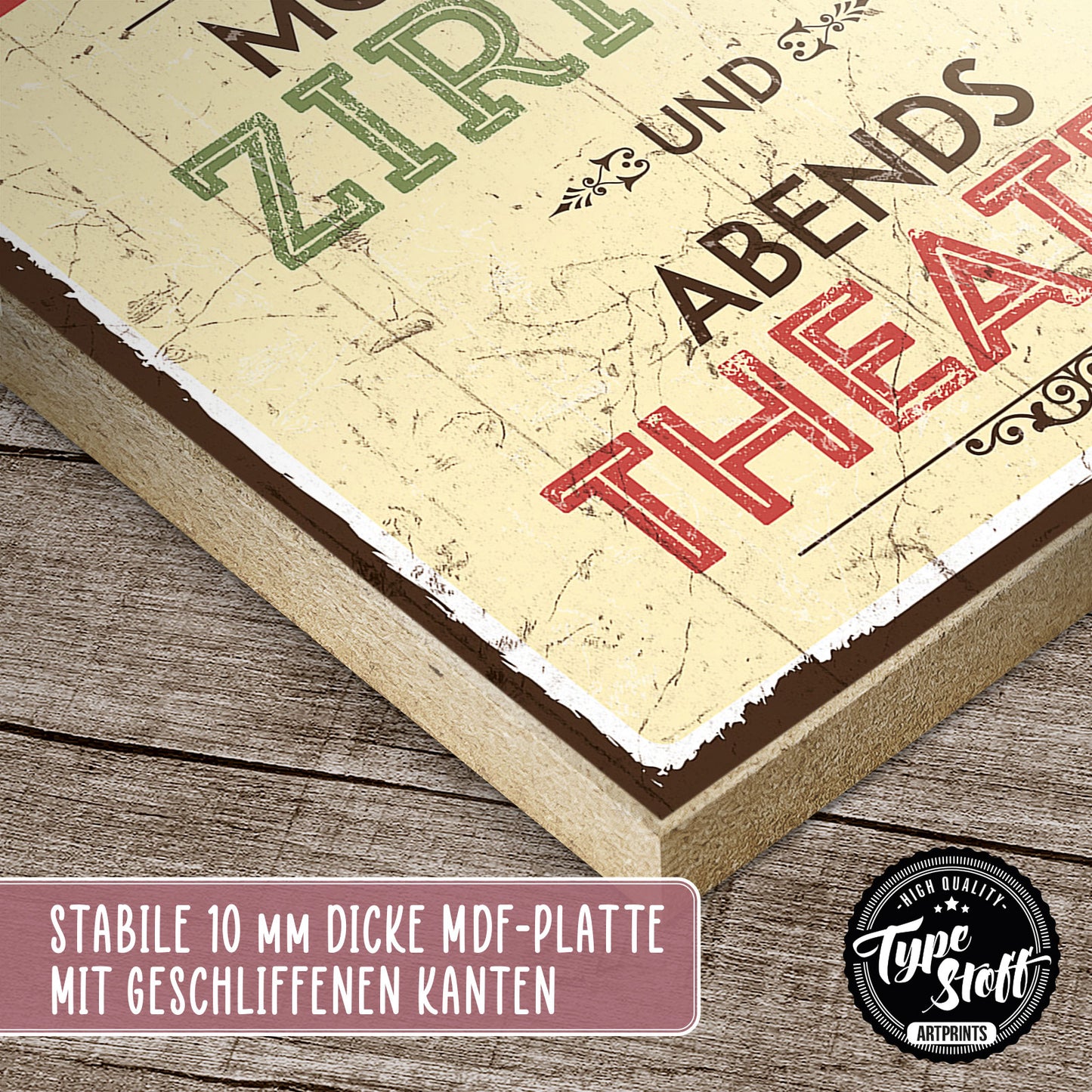 Holzschild mit Spruch - Familie - Zirkus - Theater – HS-QN-00182