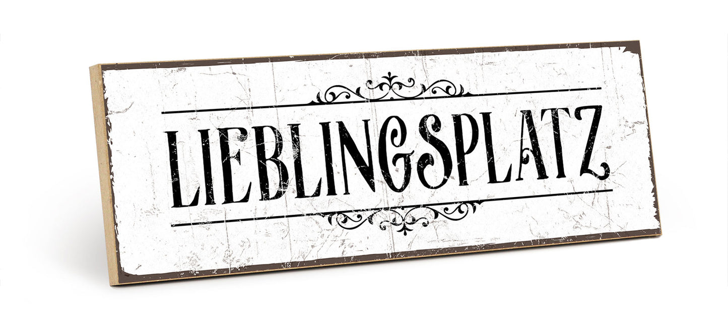 Holzschild mit Spruch - Liebelingsplatz – HS-KQ-00192
