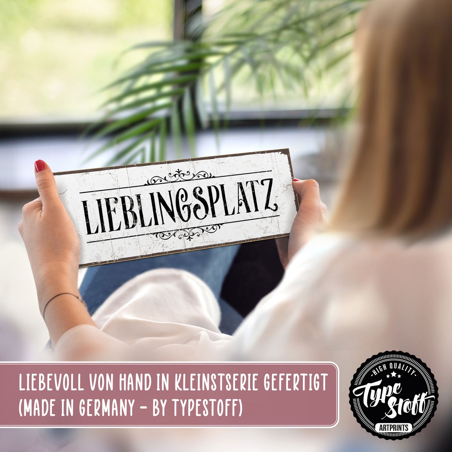 Holzschild mit Spruch - Liebelingsplatz – HS-KQ-00192