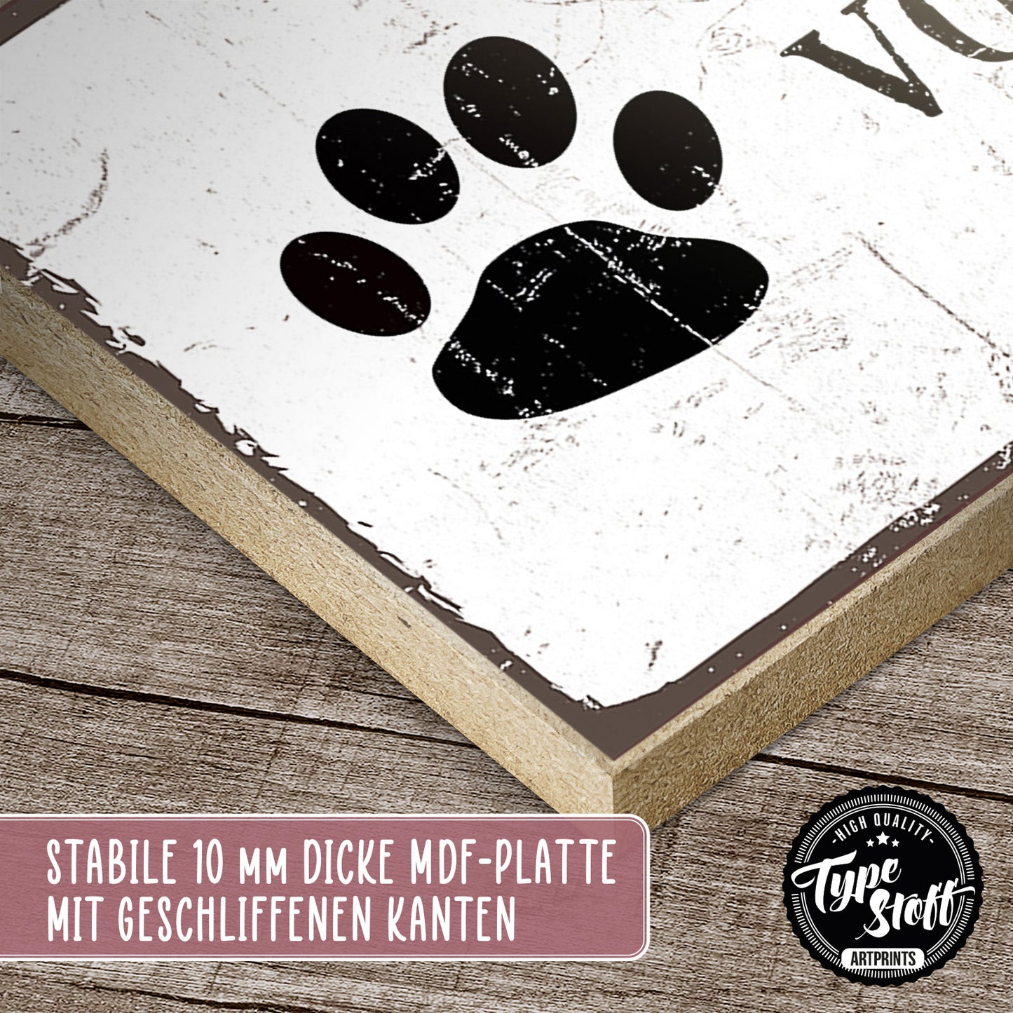 Holzschild mit Spruch - Hund - Vorsicht vor dem Frauchen – HS-KQ-00196