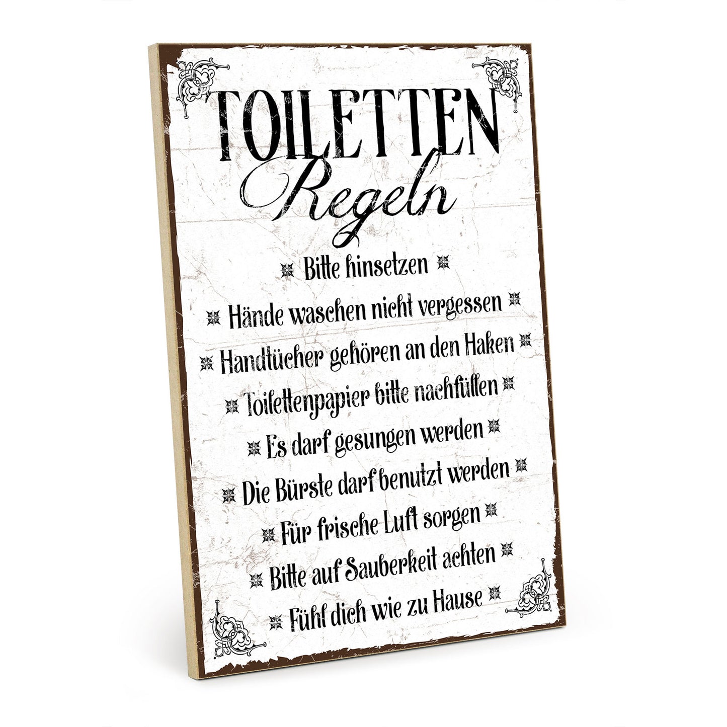 Holzschild mit Spruch - Toilettenregeln – HS-GH-00200