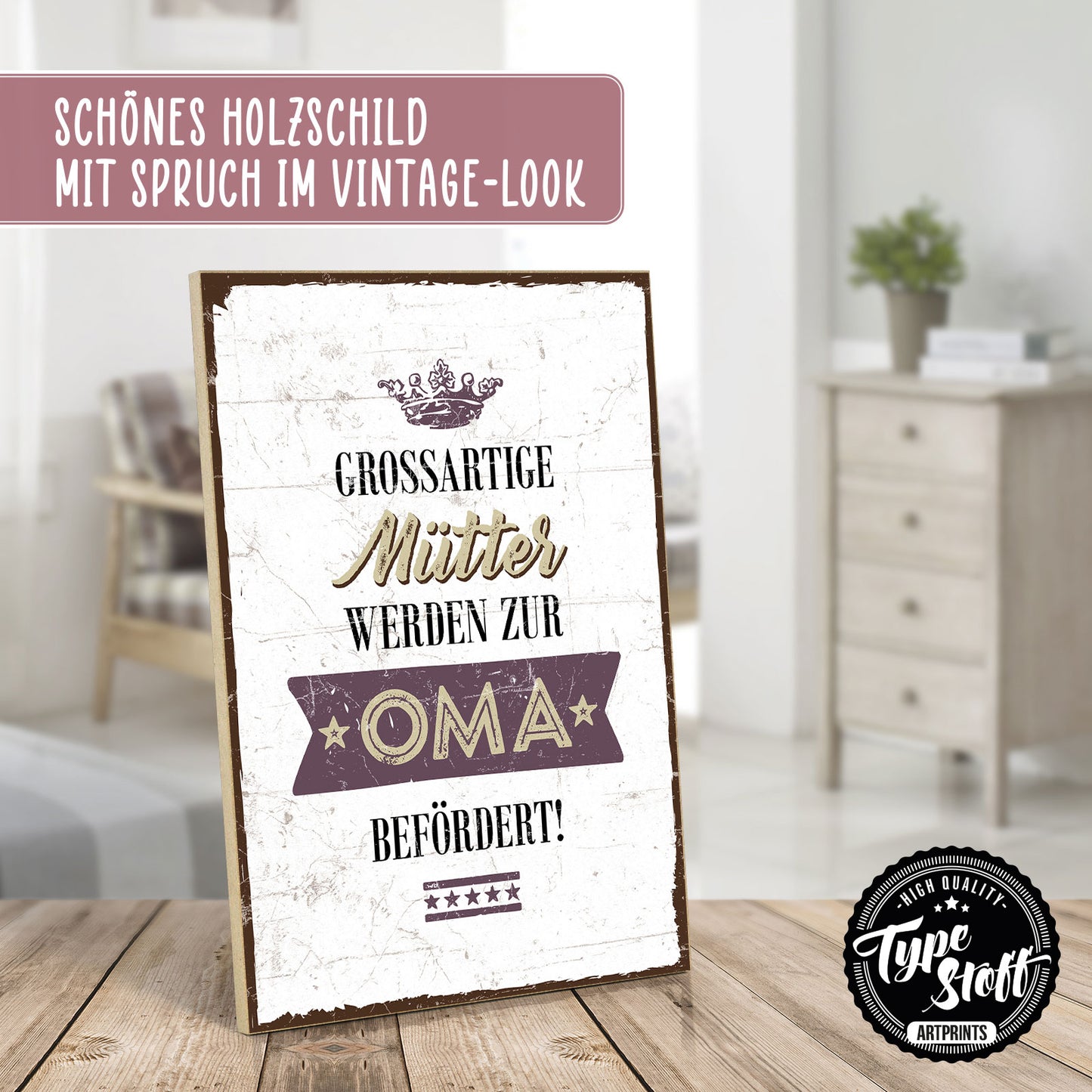 Holzschild mit Spruch - Großartige Mütter - Oma - HS-GH-00210