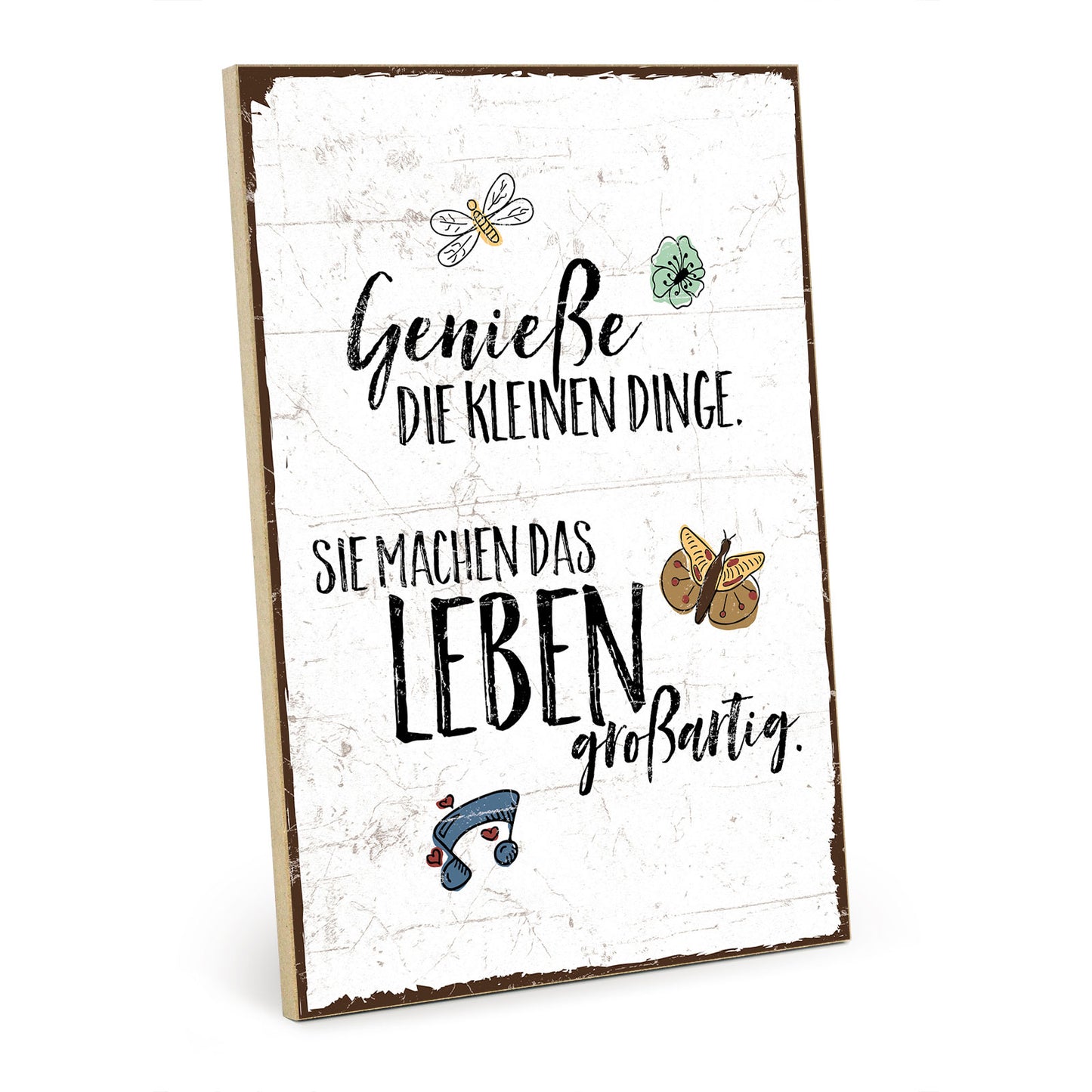 Holzschild mit Spruch - Kleine Dinge - Leben großartig - HS-GH-00212