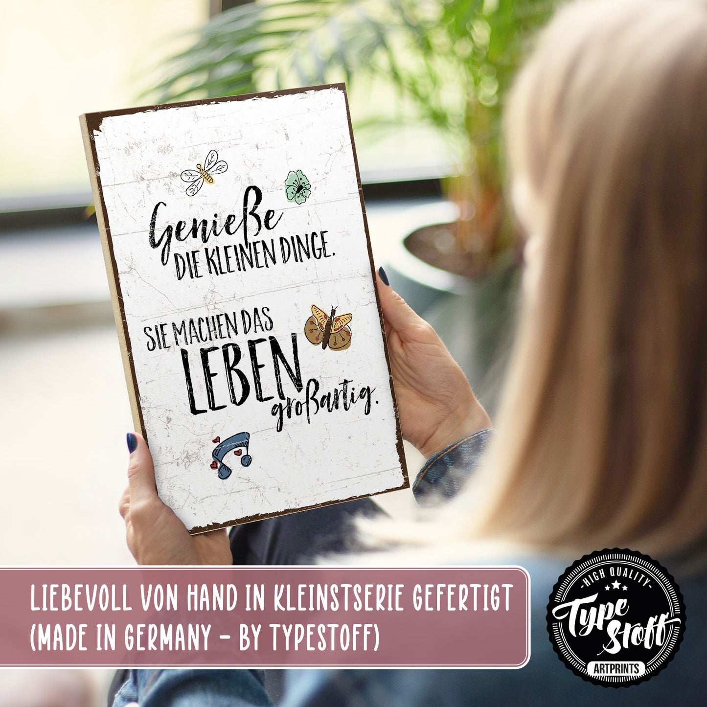 Holzschild mit Spruch - Kleine Dinge - Leben großartig - HS-GH-00212