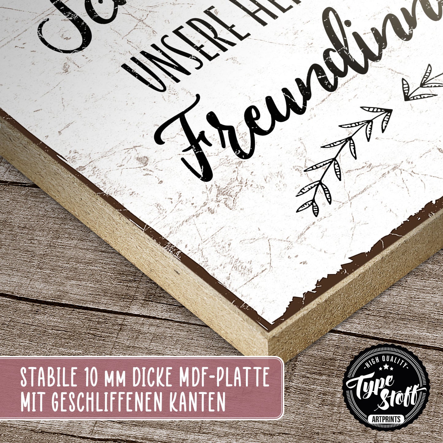 Holzschild mit Spruch - Schwester und Freundin - HS-GH-00214