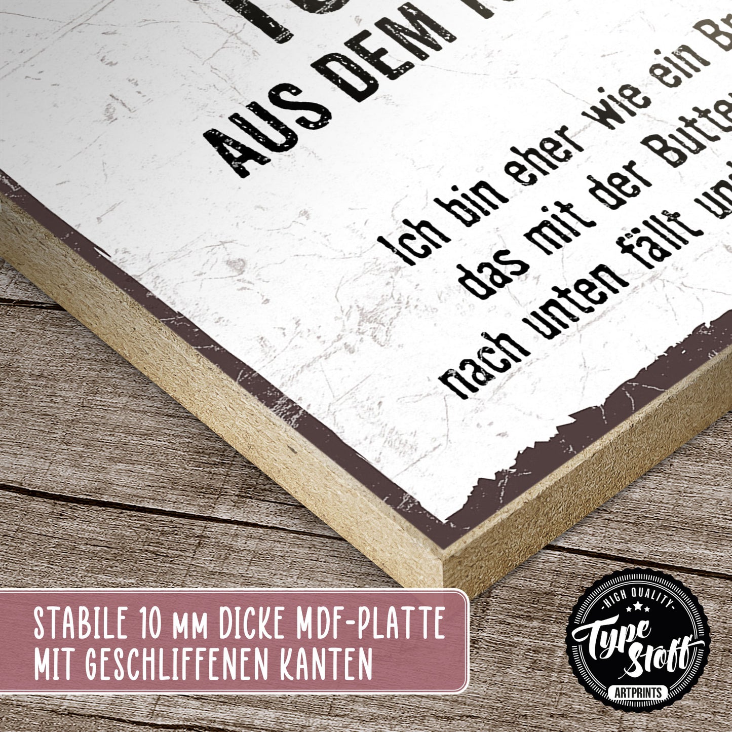 Holzschild mit Spruch - Aus dem Bett hüpfen wie Toast - HS-GH-00219