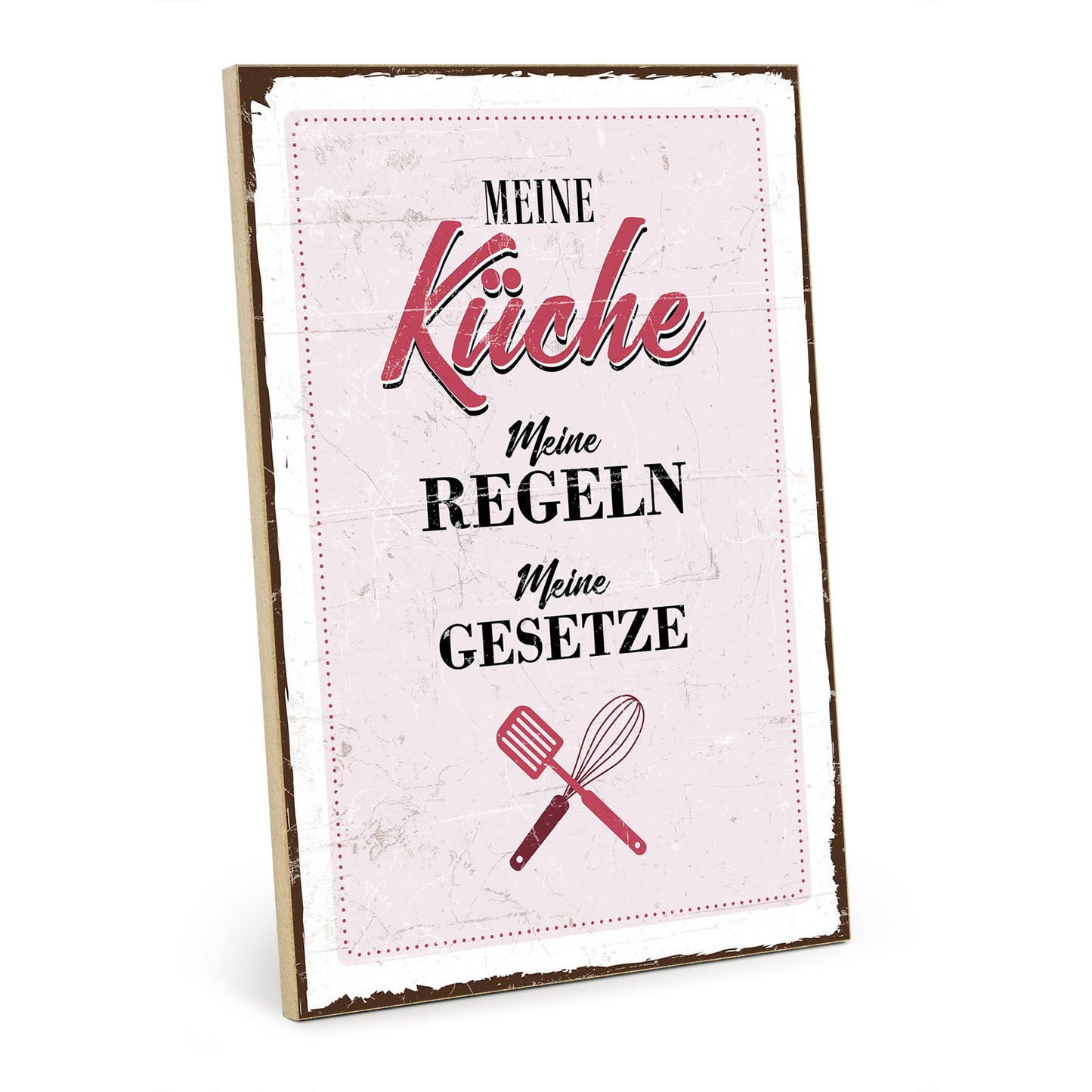 Holzschild mit Spruch - Meine Küche - meine Regeln - HS-GH-00239