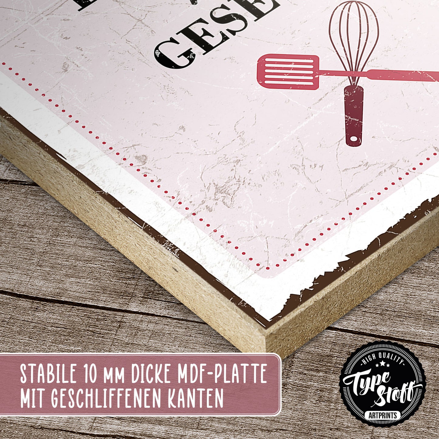 Holzschild mit Spruch - Meine Küche - meine Regeln - HS-GH-00239