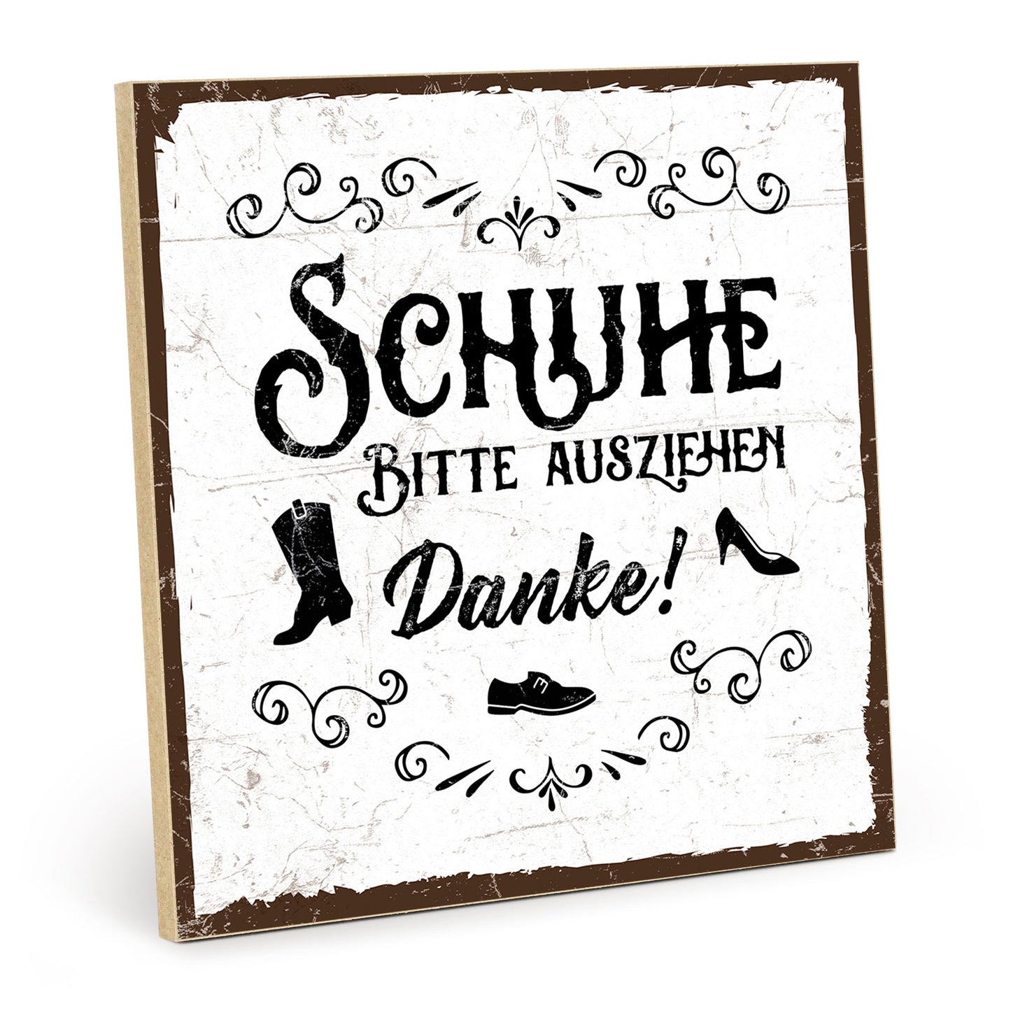 Holzschild mit Spruch - Schuhe bitte ausziehen - HS-QN-00309