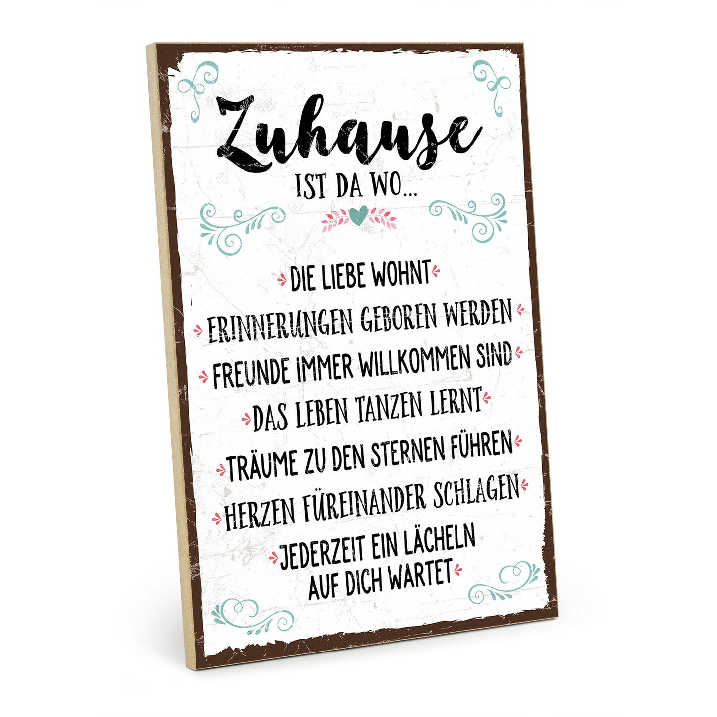 Holzschild mit Spruch - Zuhause ist da wo die Liebe wohnt - HS-GH-00317