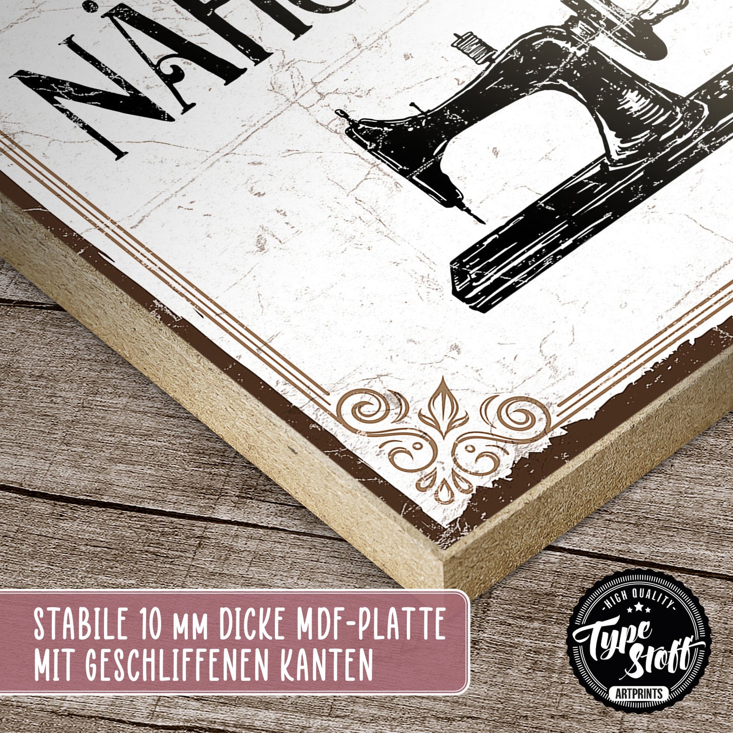 Holzschild mit Spruch - Nähen -Nähstube - HS-QN-00328