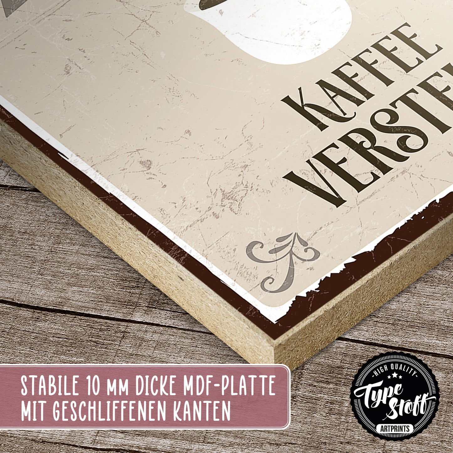 Holzschild mit Spruch - Kaffee stellt keine Fragen - HS-GH-00355