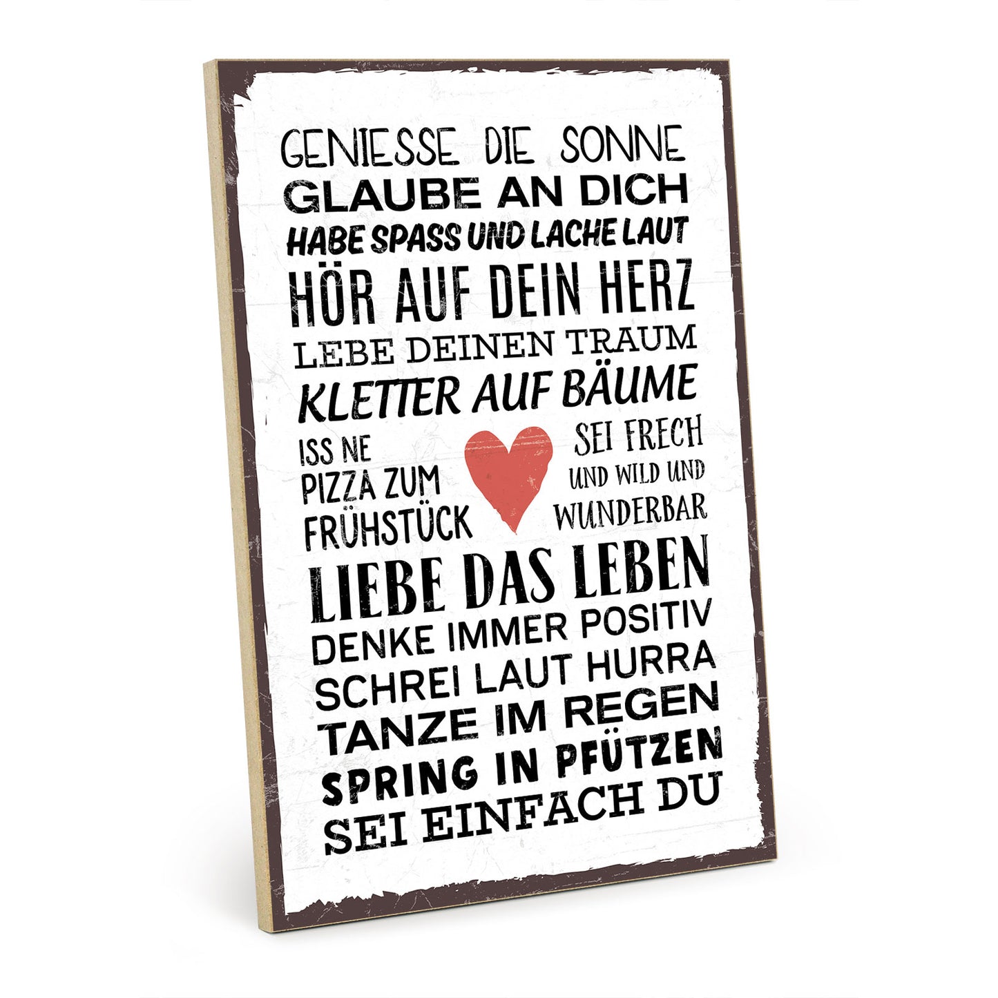 Holzschild mit Spruch - Genieße Sonne - glaube an dich - HS-GH-00372