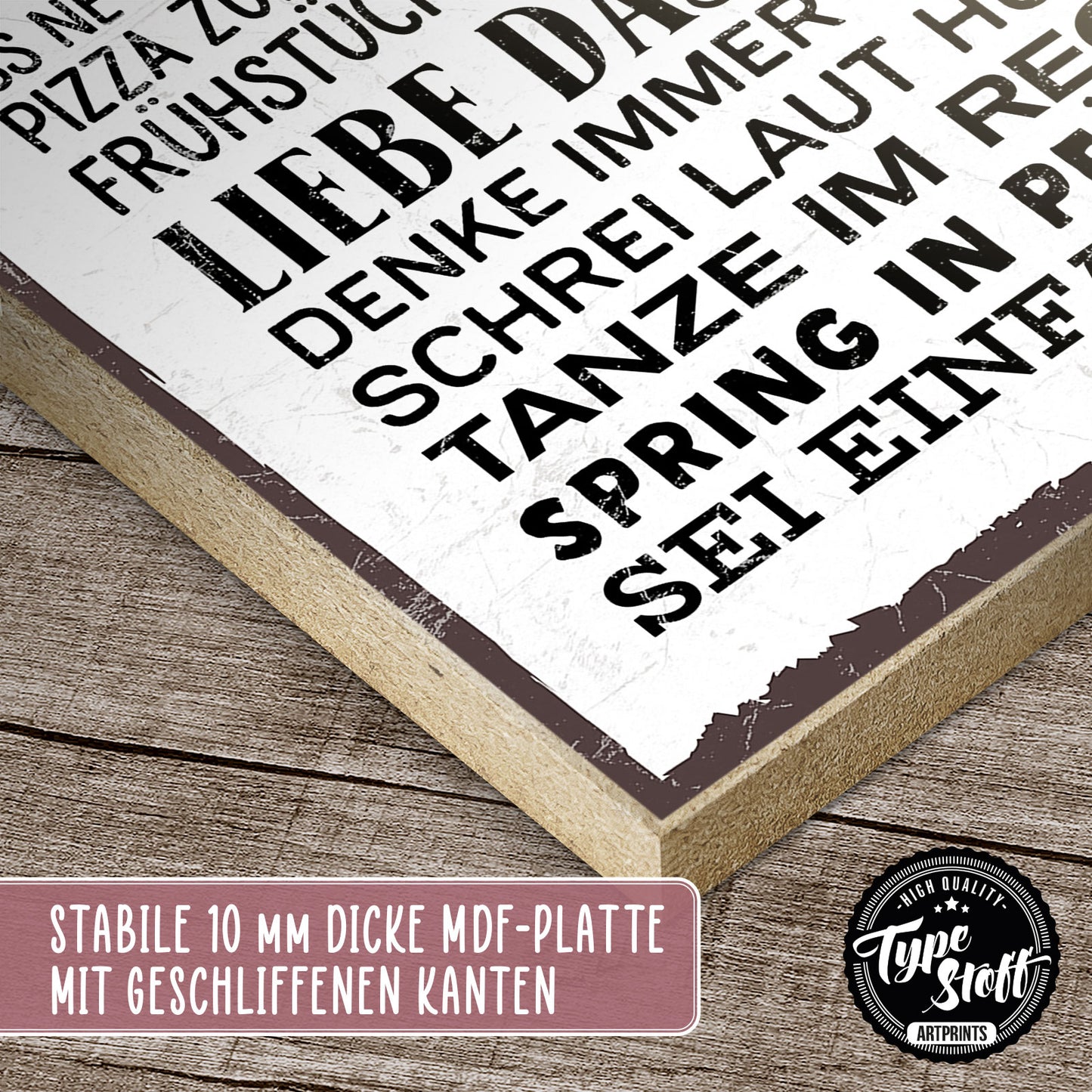 Holzschild mit Spruch - Genieße Sonne - glaube an dich - HS-GH-00372