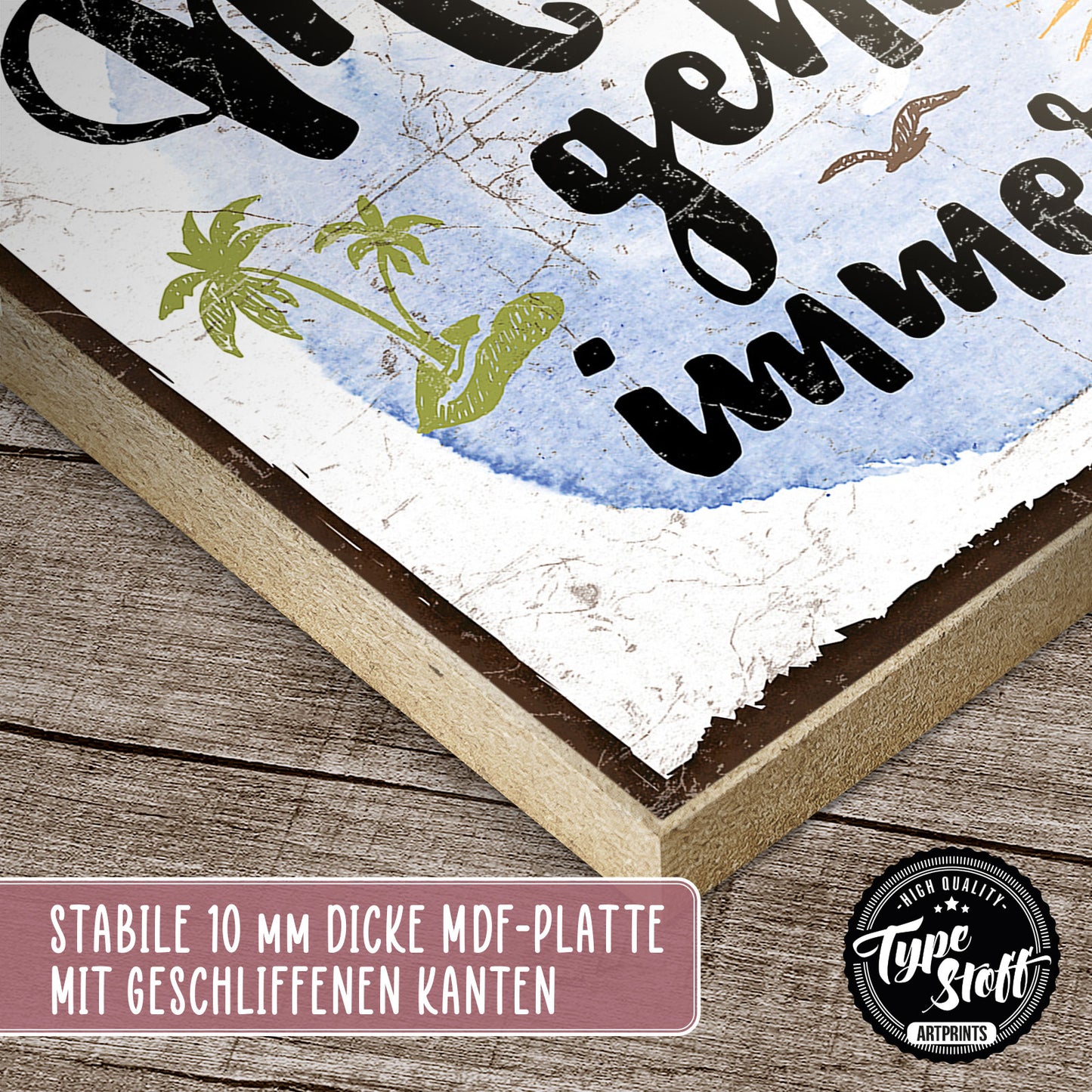 Holzschild mit Spruch - Meer geht immer - HS-QN-00389