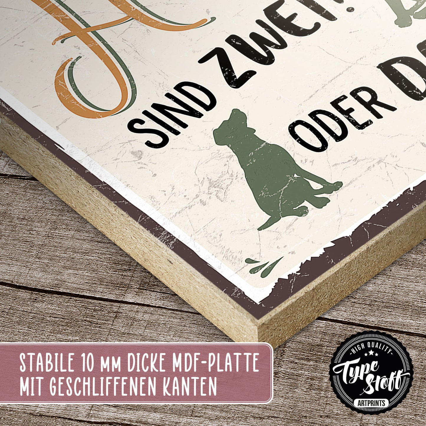 Holzschild mit Spruch - Mehr Hunde – GH-00397