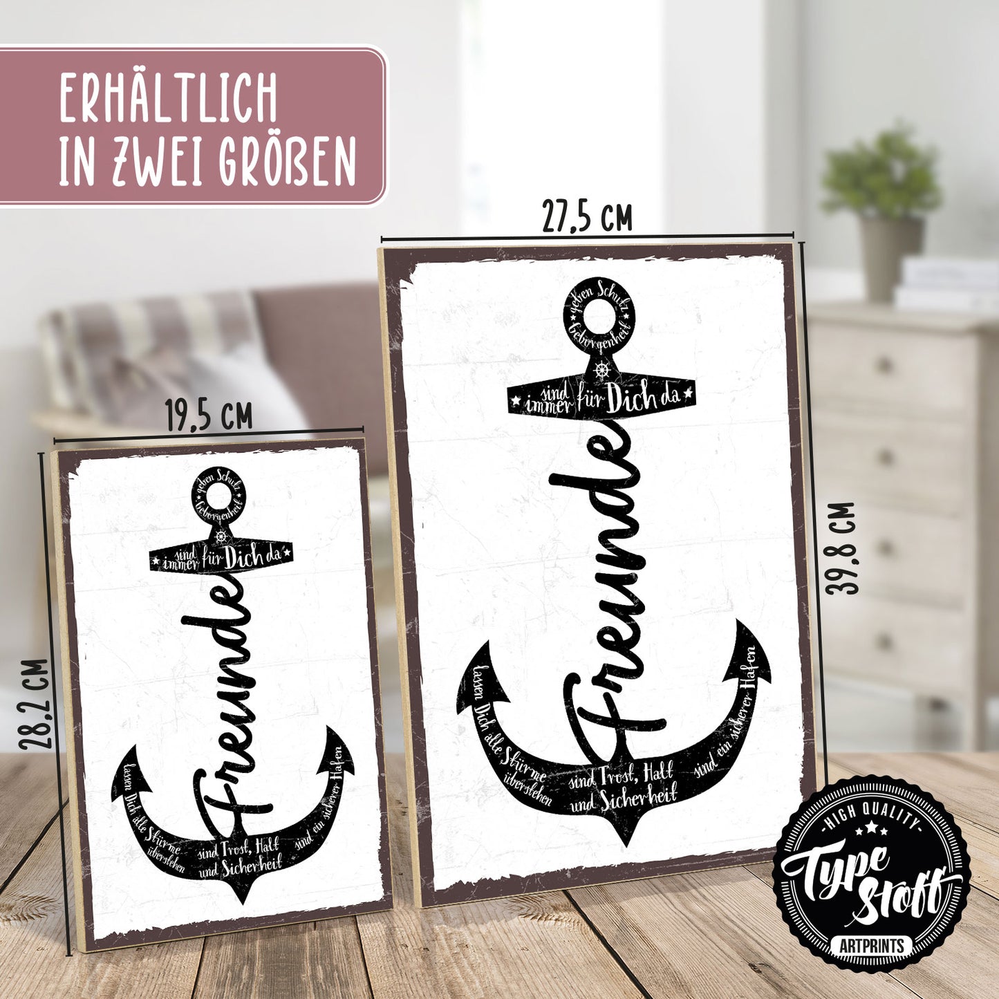 Holzschild mit Spruch - Freunde - Schutz - Geborgenheit – GH/XH-00408