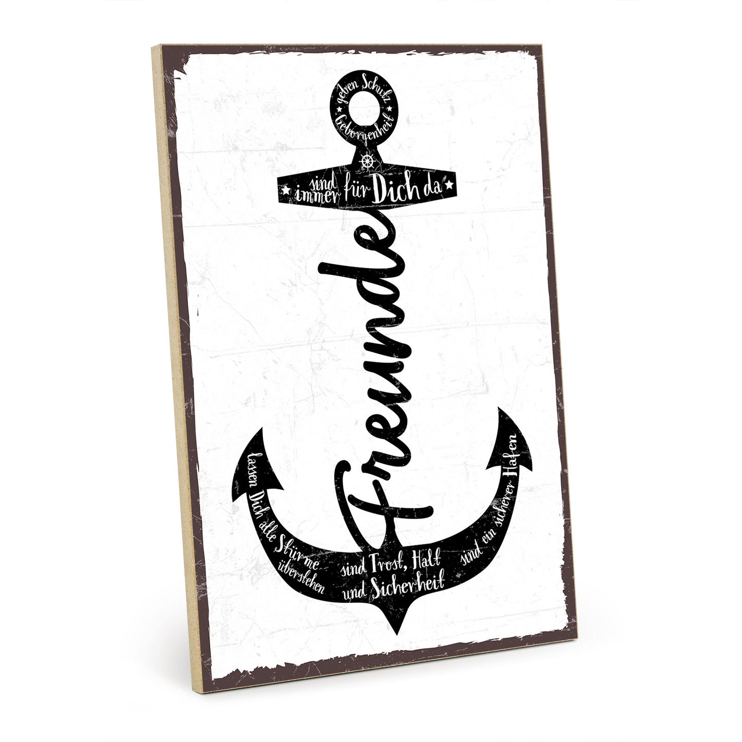Holzschild mit Spruch - Freunde - Schutz - Geborgenheit – GH/XH-00408