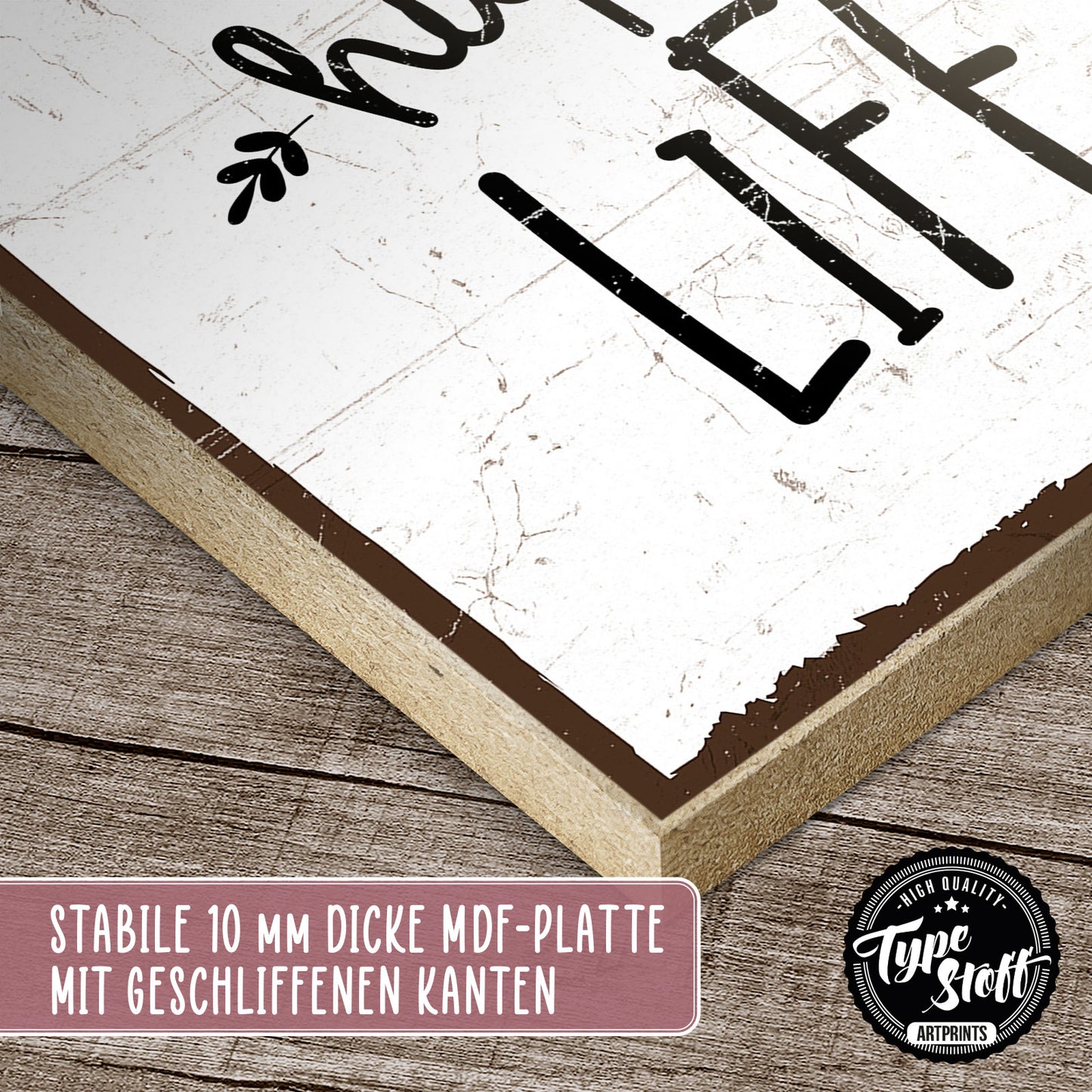 Holzschild mit Spruch - Happy wife - happy life – HS-GH-00438