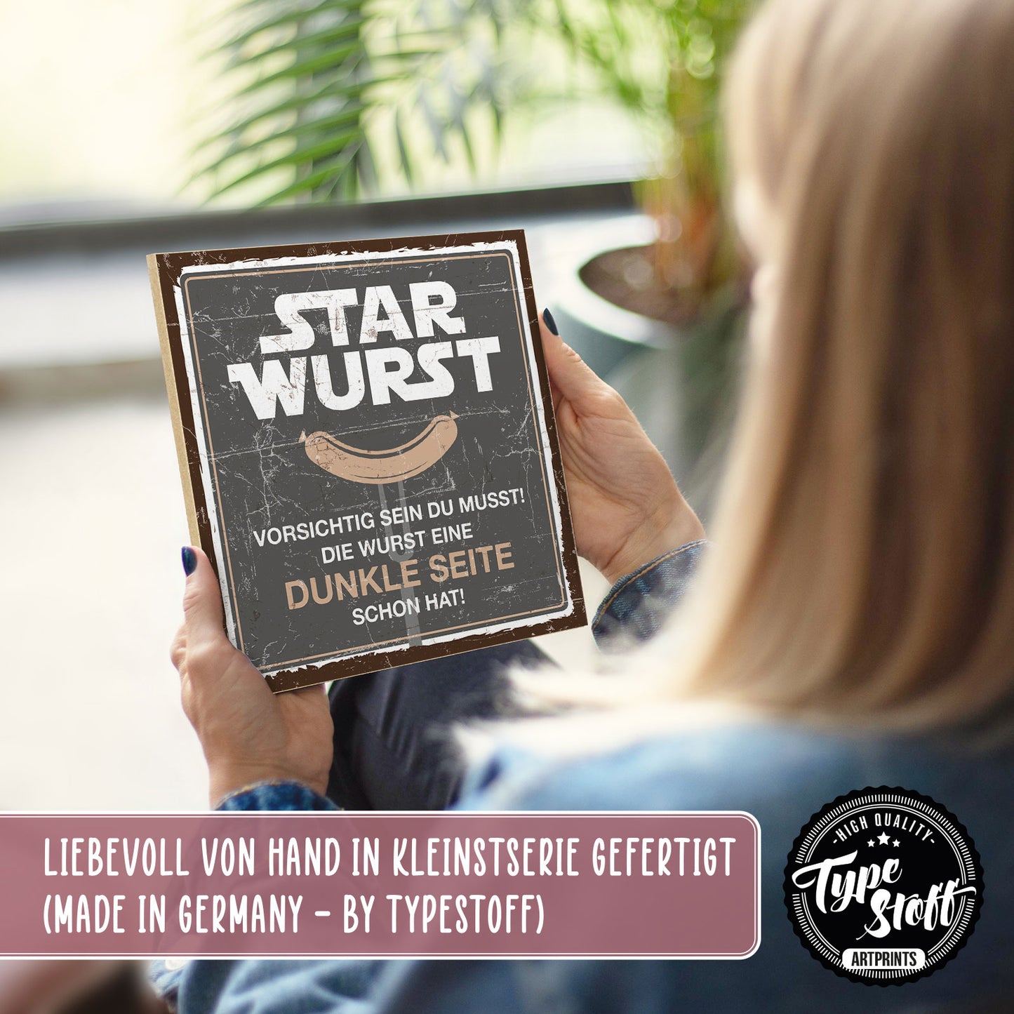 Holzschild mit Spruch - Starwurst - dunkle Seite – HS-QN-00495