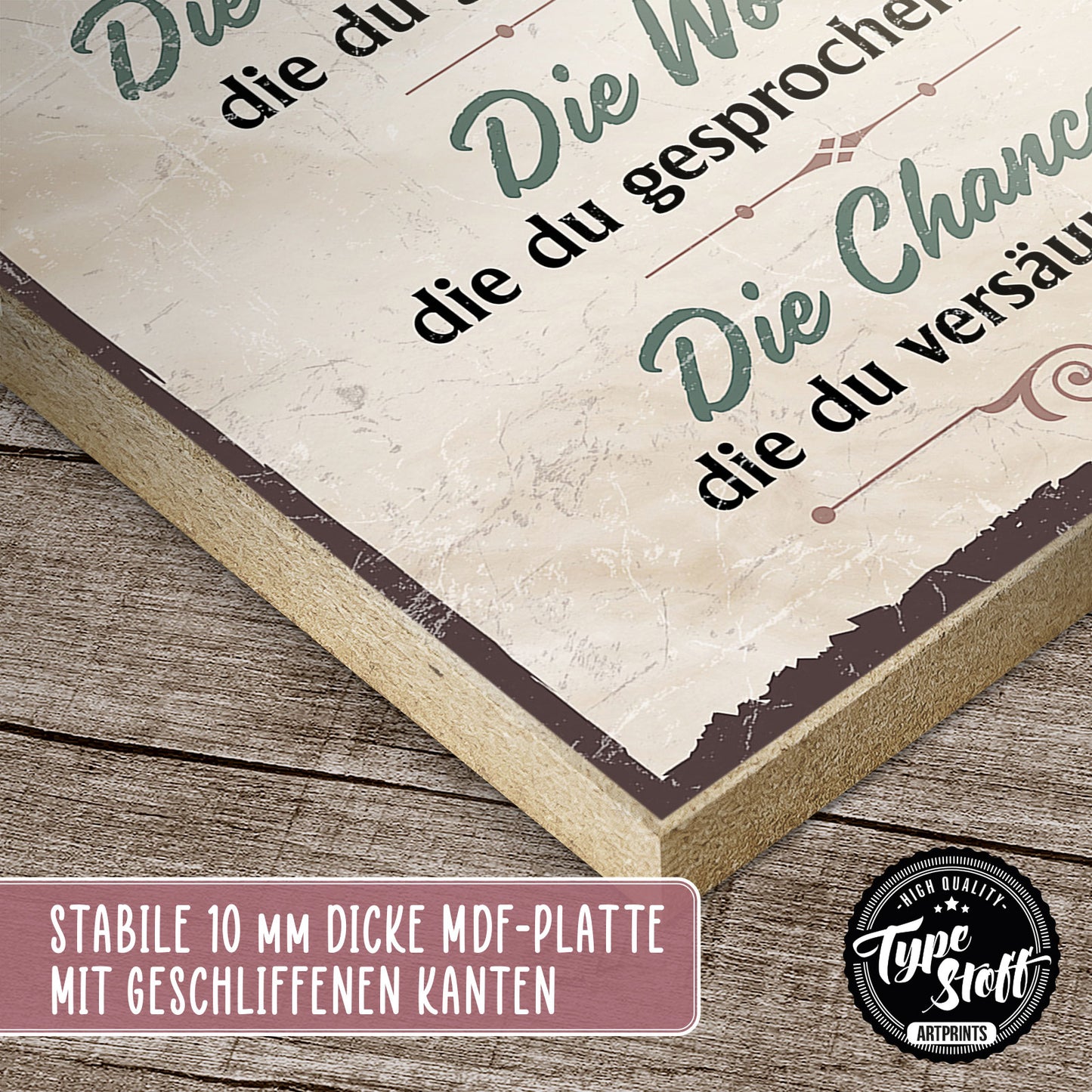 Holzschild mit Spruch - Vier Dinge kommen nicht zurück – HS-GH-00523