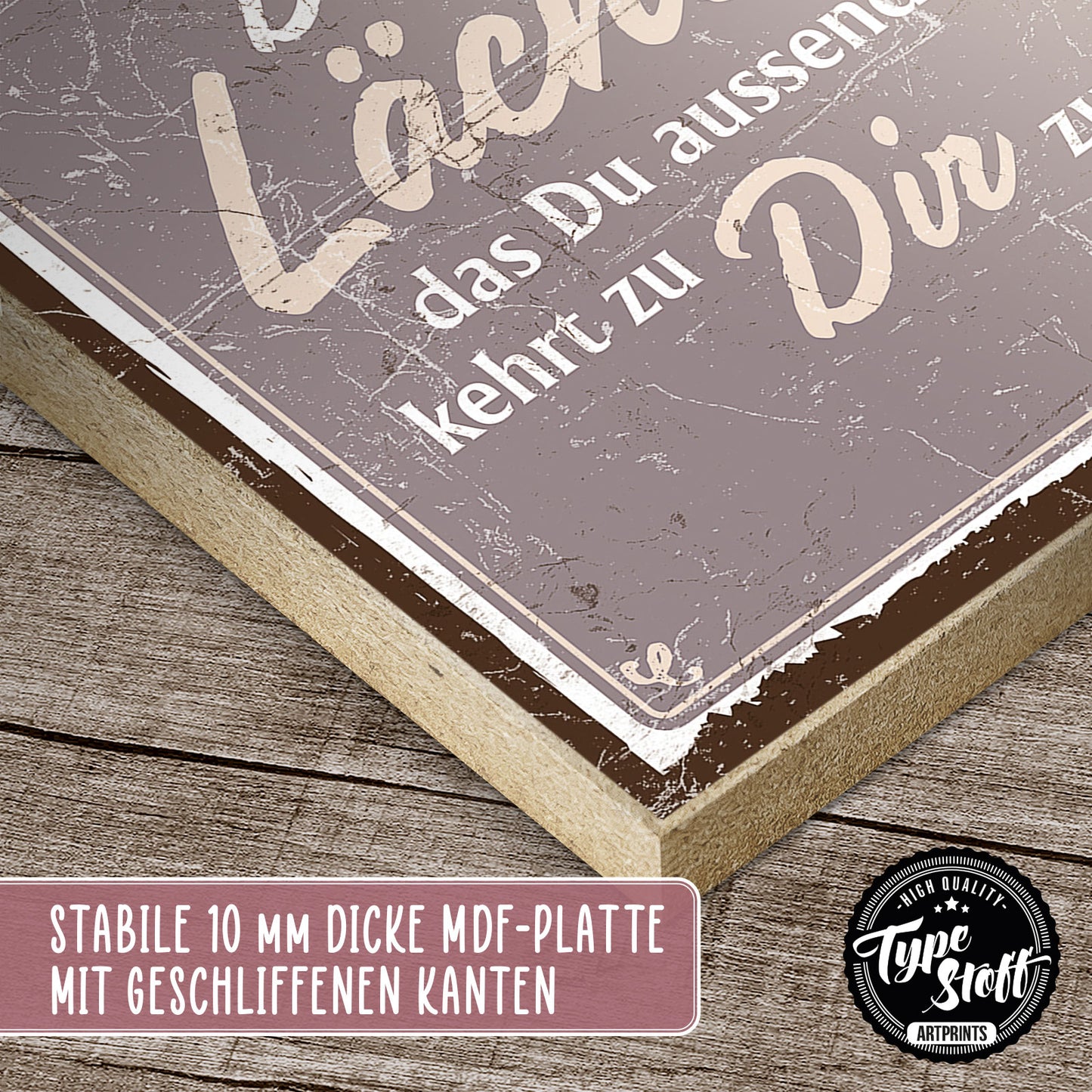 Holzschild mit Spruch - Hygge - Dein Lächeln kehrt zurück – HS-QN-00540