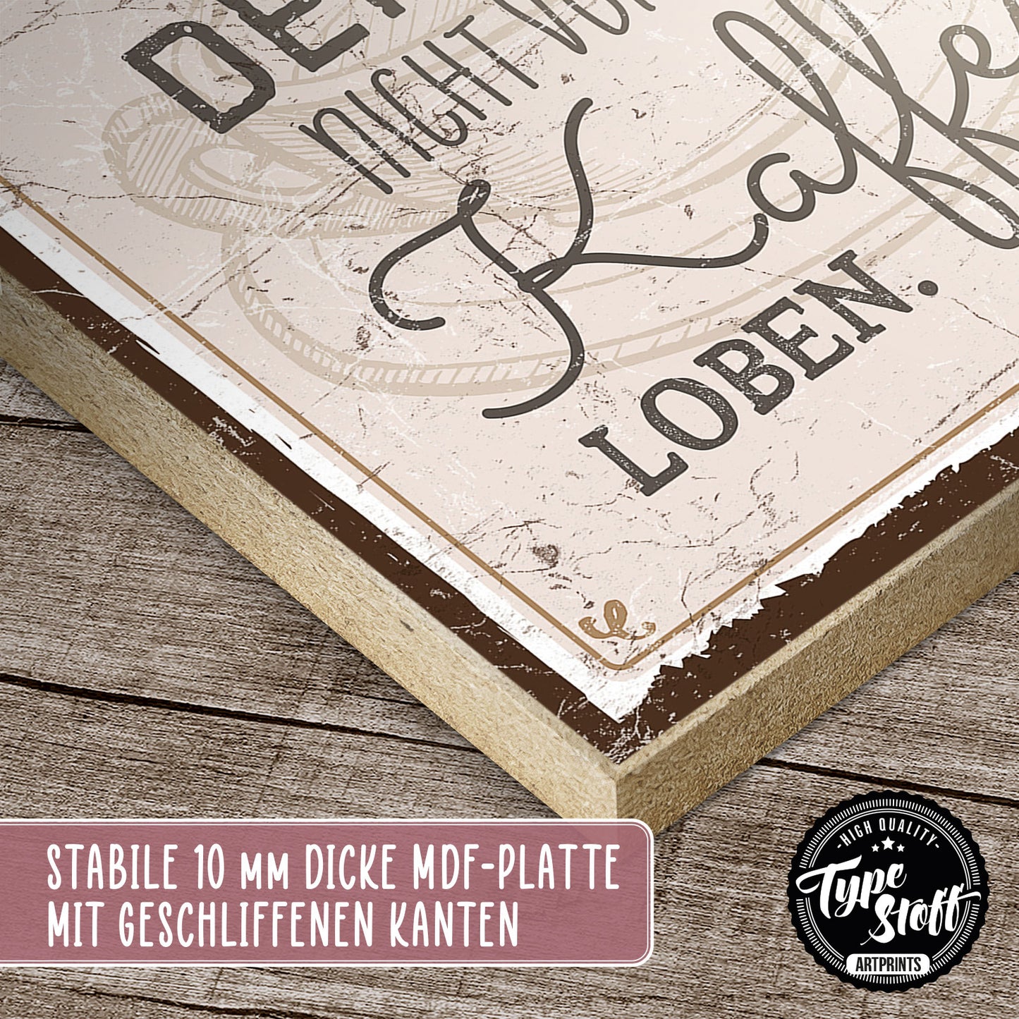 Holzschild mit Spruch - Tag nicht vor dem Kaffee loben – HS-QN-00549