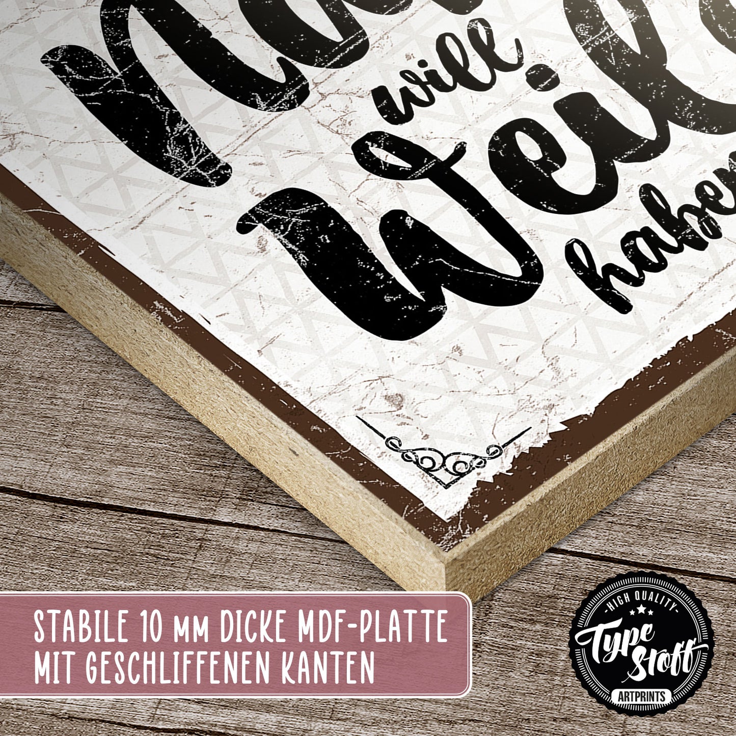 Holzschild mit Spruch - Nähen - Gut Naht will Weile haben - HS-QN-00563