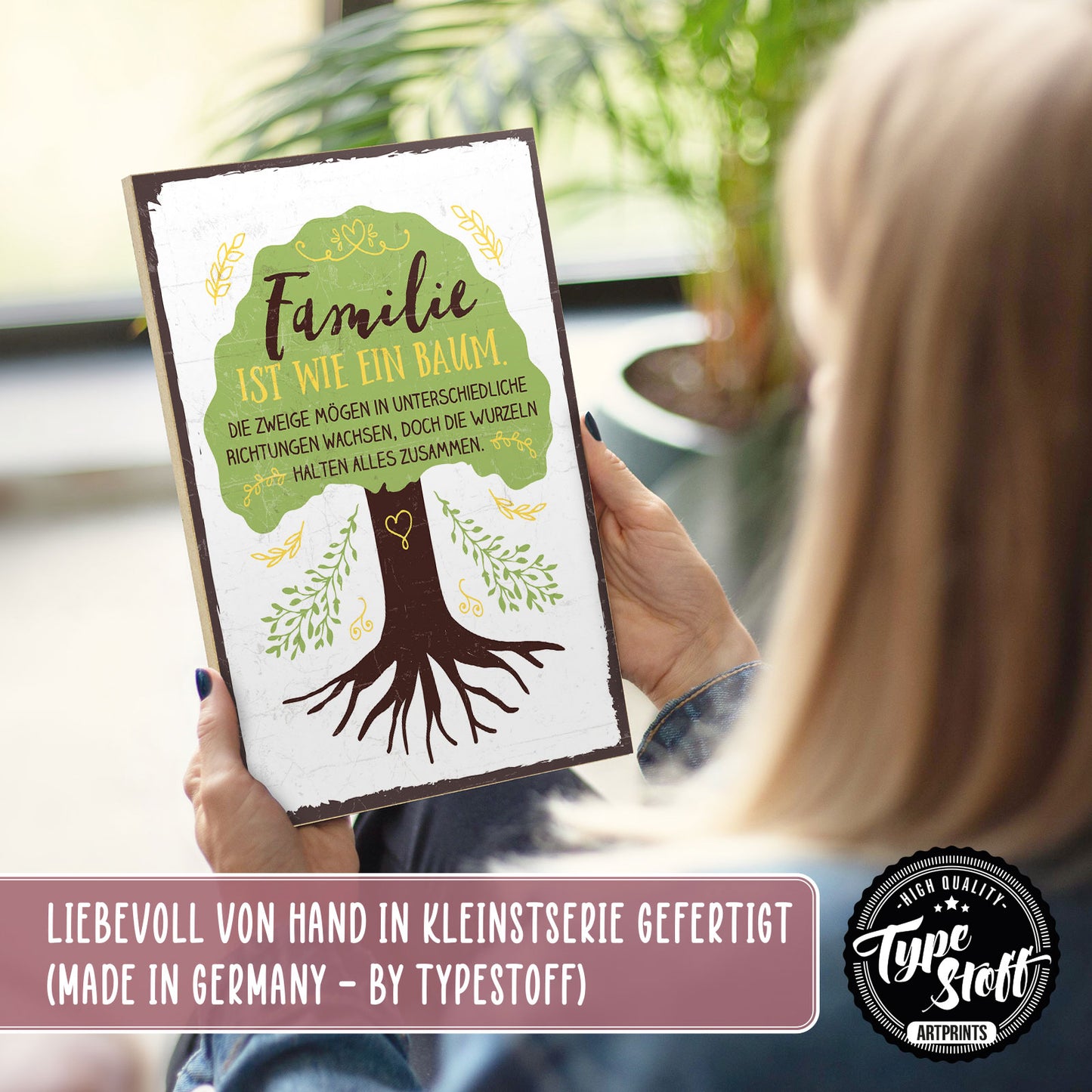 Holzschild mit Spruch - Famiie - wie Zweige an einem Baum – HS-GH-00567