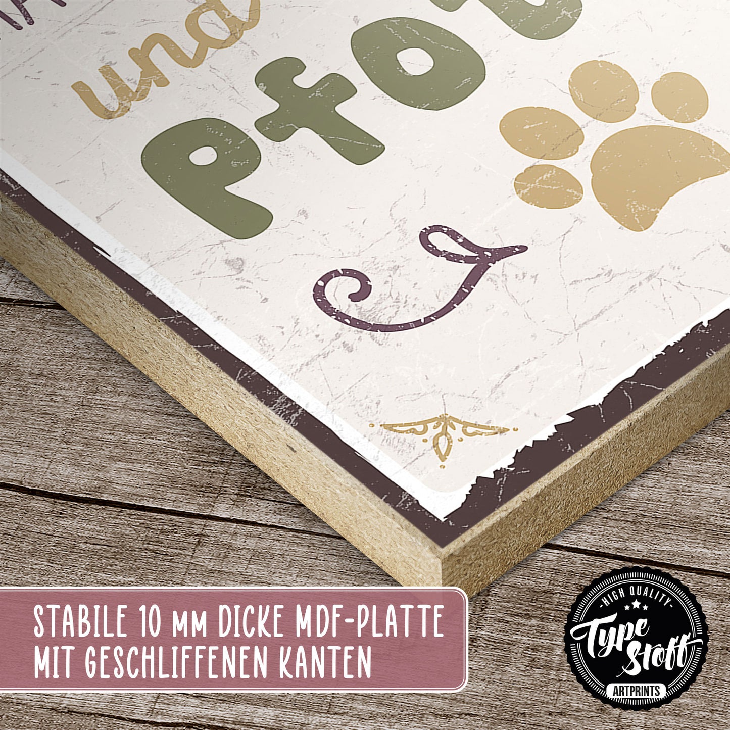 Holzschild mit Spruch - Hund - Therapeut mit Fell und Pfoten – HS-GH-00569