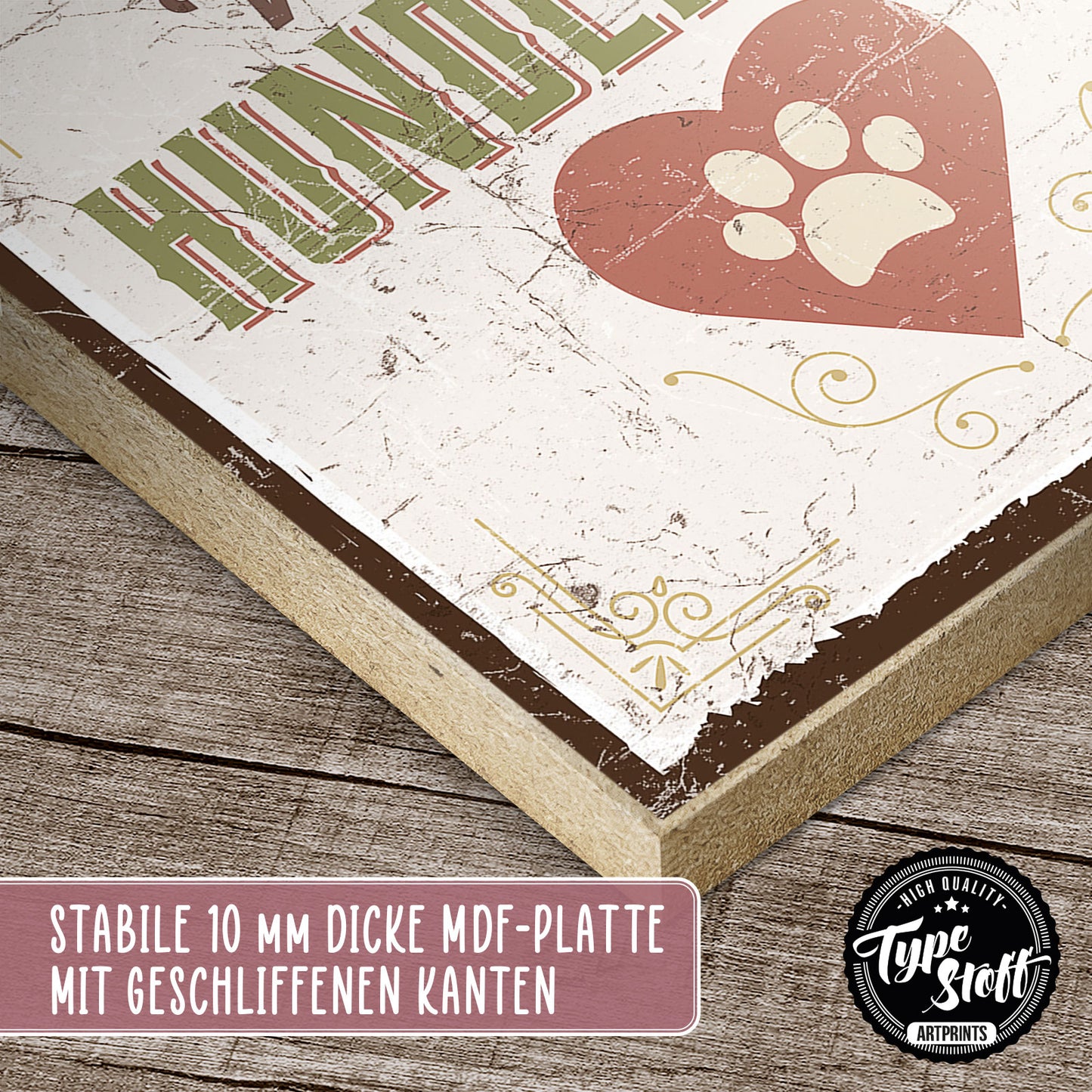 Holzschild mit Spruch - Hund - Vollblut-Hundenarr – HS-QN-00572