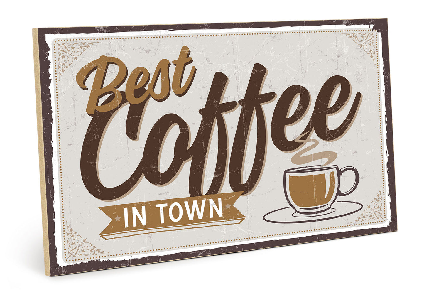 Holzschild mit Spruch - Kaffee - Best coffee in town – HS-GQ-00581