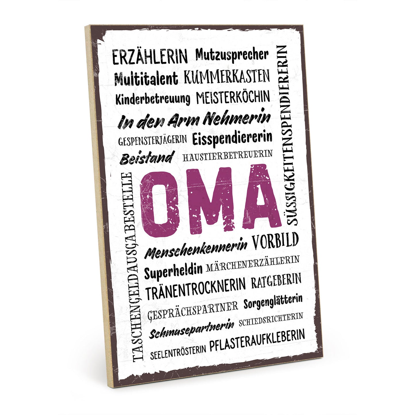Holzschild mit Spruch - Oma wordcloud – HS-GH-00585