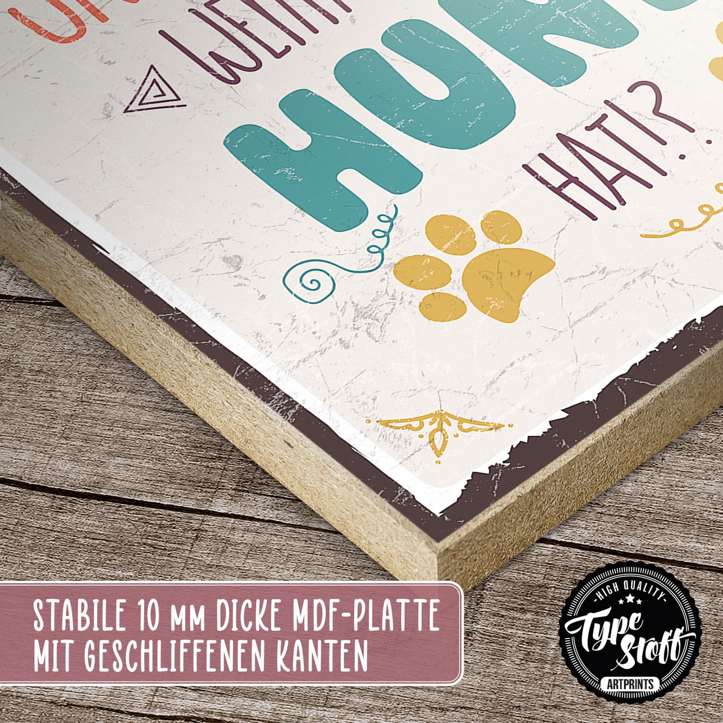 Holzschild mit Spruch - Hund Haus Äffchen Pferd – HS-GH-00587