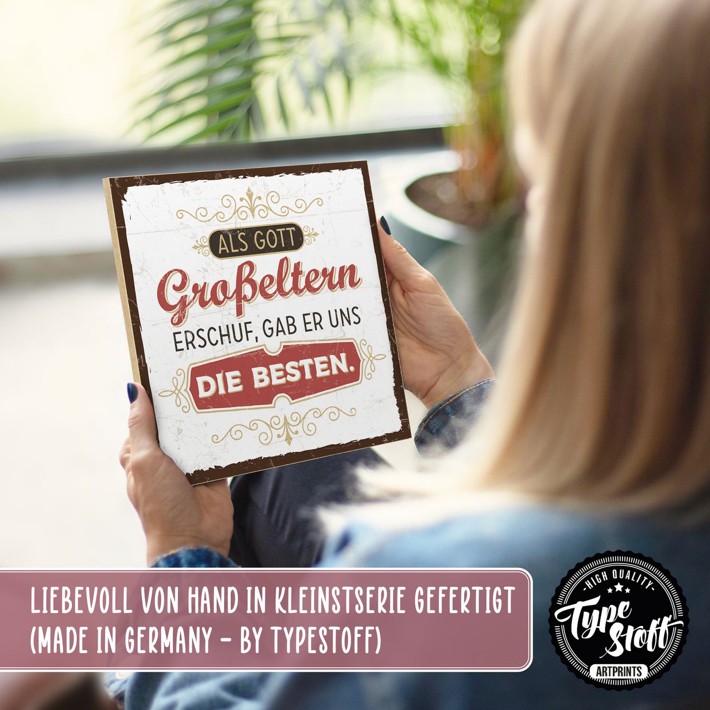 Holzschild mit Spruch - Die besten Großeltern für mich – HS-QN-00591
