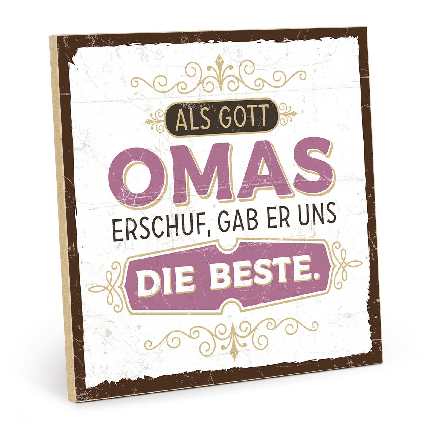 Holzschild mit Spruch - Die beste Oma für uns – HS-QN-00593