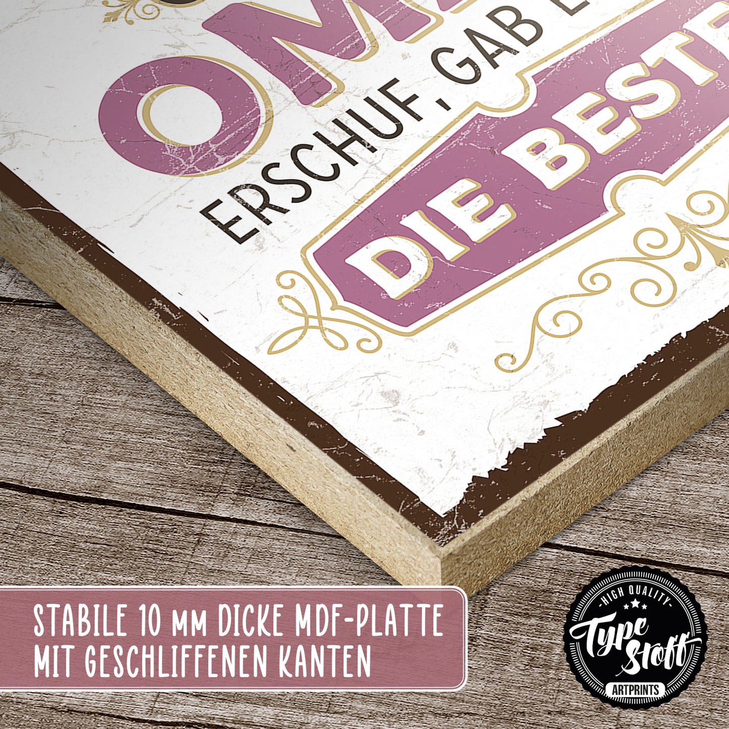 Holzschild mit Spruch - Die beste Oma für uns – HS-QN-00593