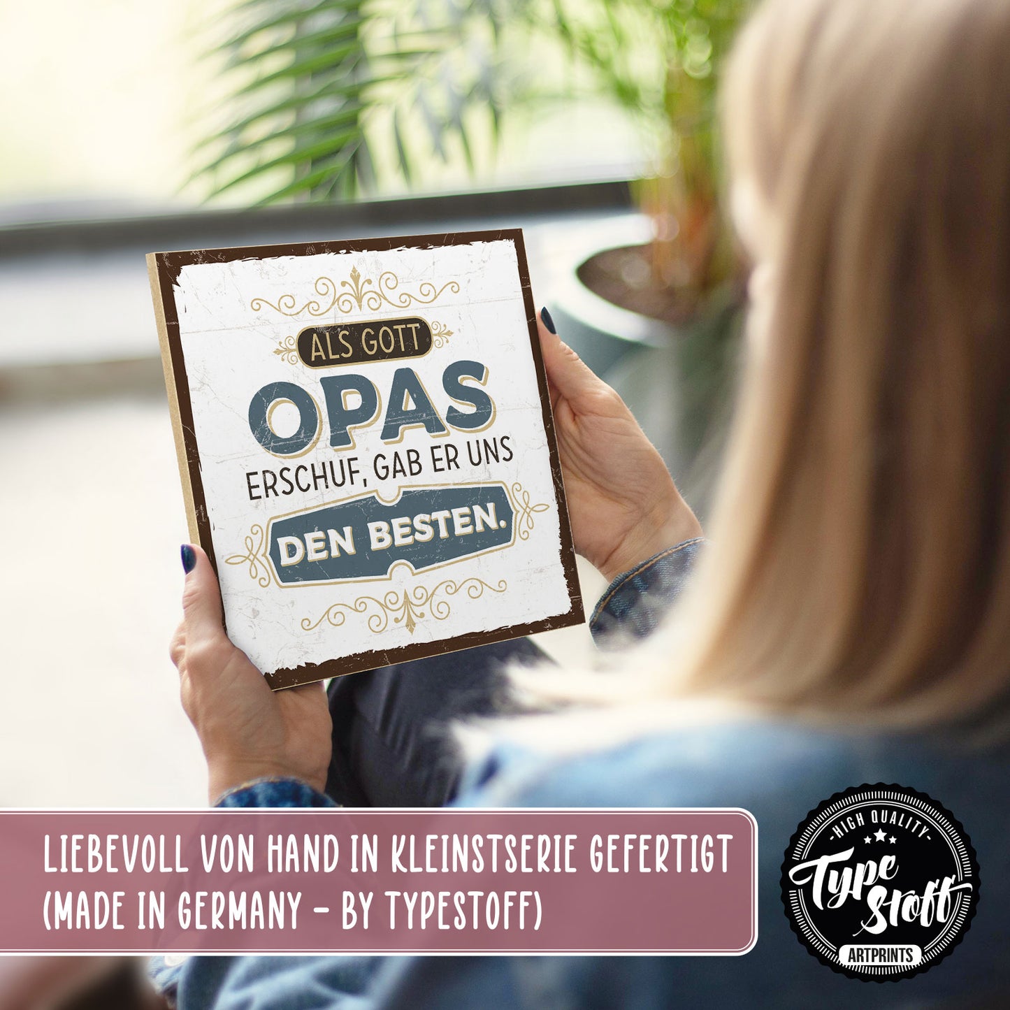 Holzschild mit Spruch - Der beste Opa für uns – HS-QN-00595