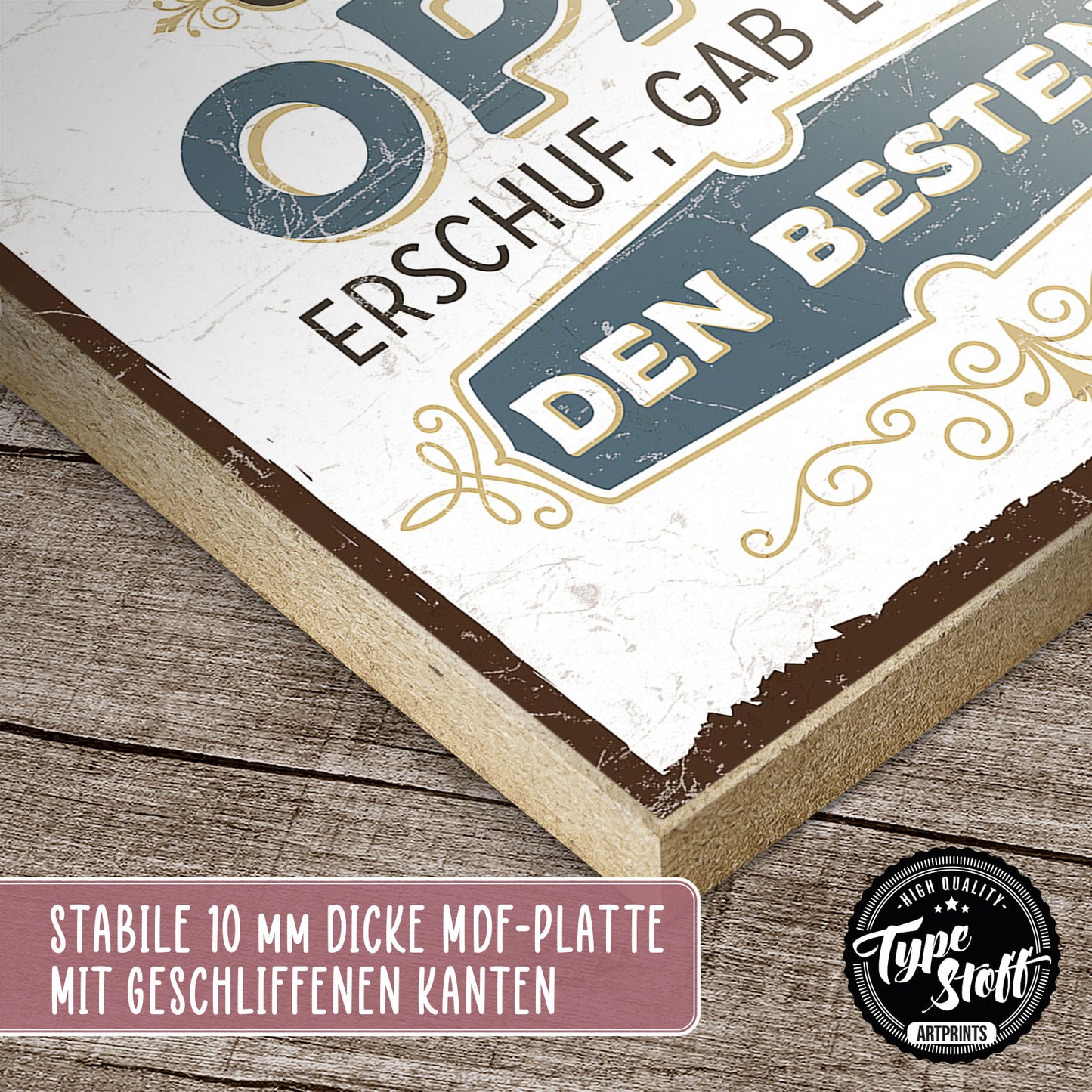 Holzschild mit Spruch - Der beste Opa für uns – HS-QN-00595