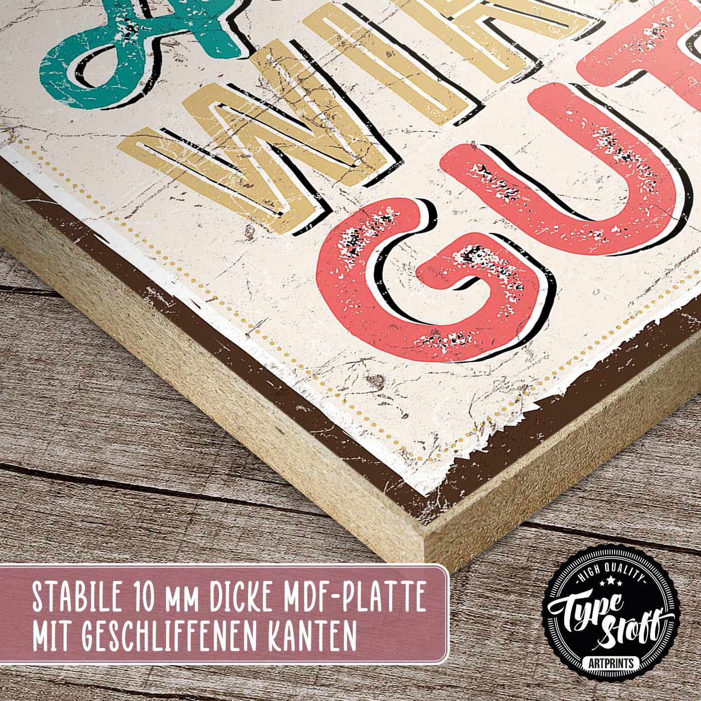 Holzschild mit Spruch - Hygge - Alles wird gut – HS-QN-00610