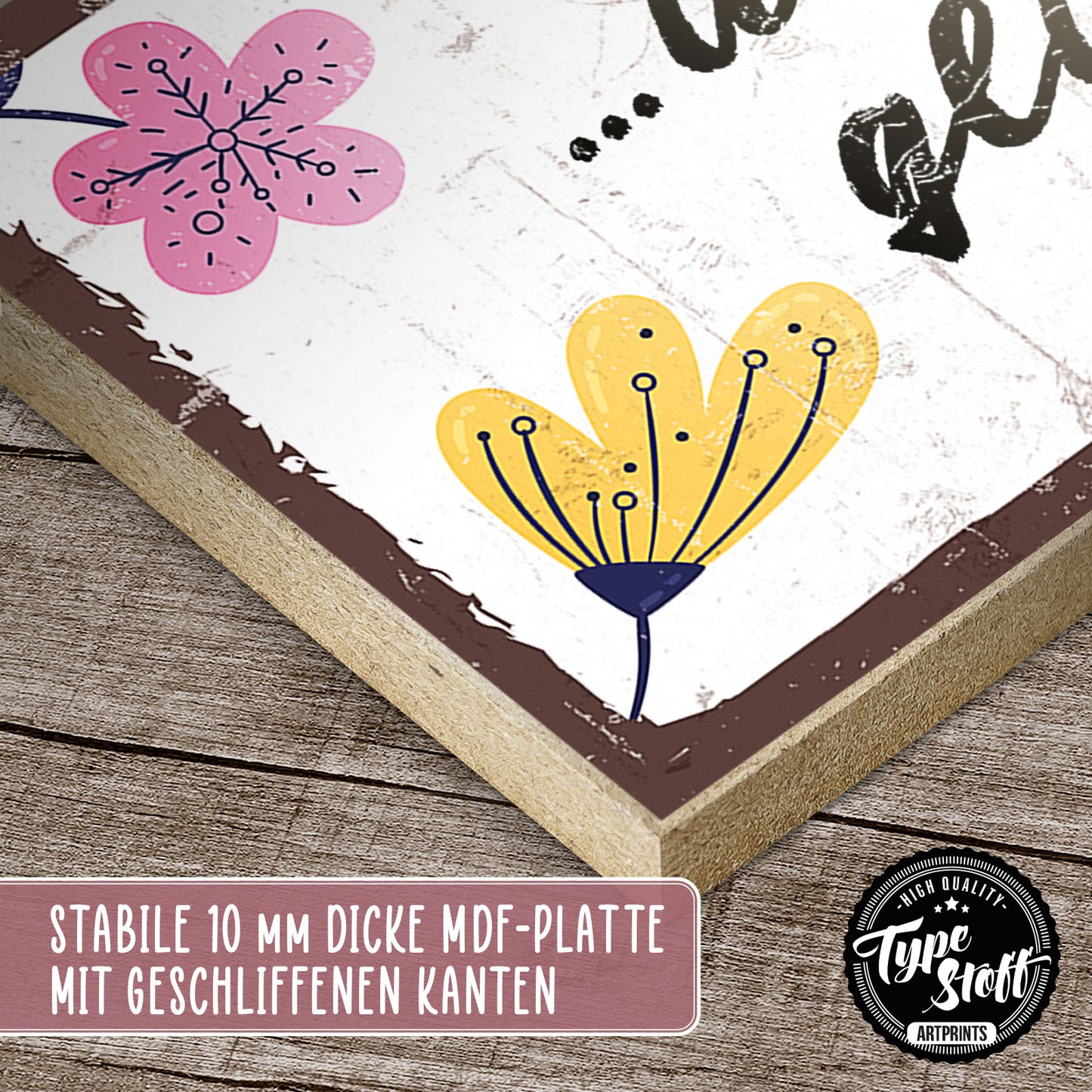 Holzschild mit Spruch - Vergiss nicht glücklich zu sein – HS-KQ-00620