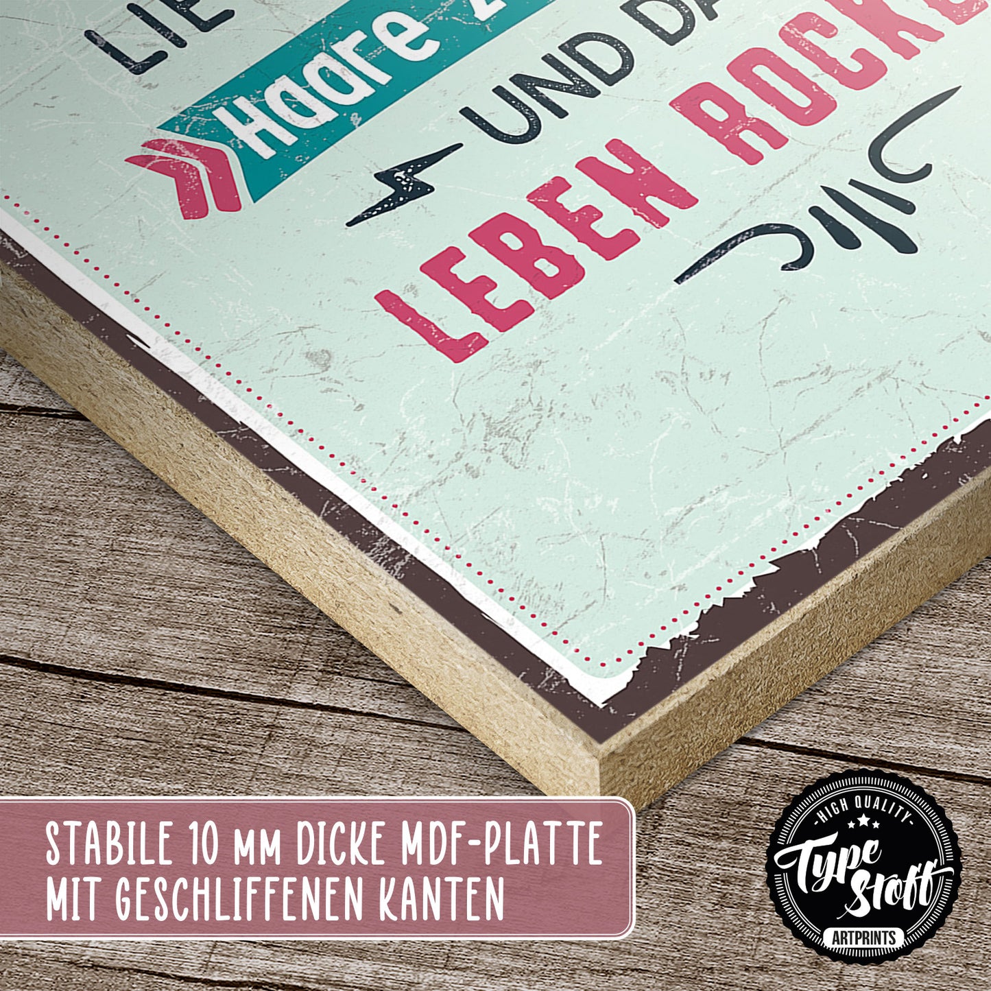 Holzschild mit Spruch - Aufstehen Krone Motivation - HS-GH-00623
