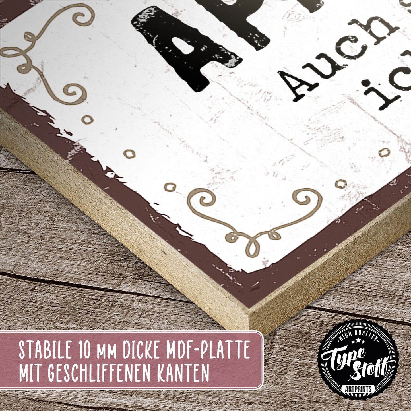 Holzschild mit Spruch - Appetitlosigkeit ist mit unbekannt – HS-KQ-00631