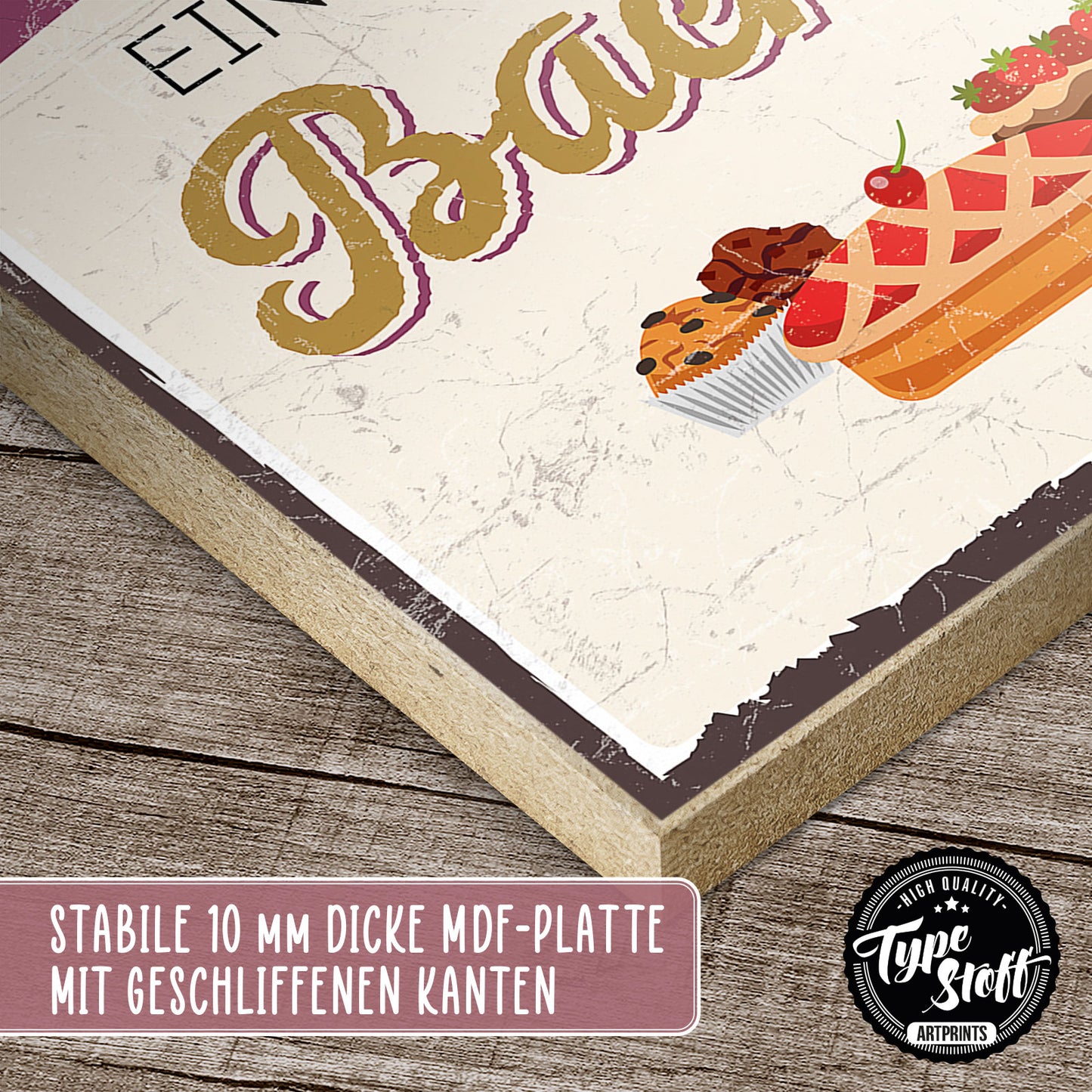 Holzschild mit Spruch - Küche- Therapie - Backen – HS-GH-00634